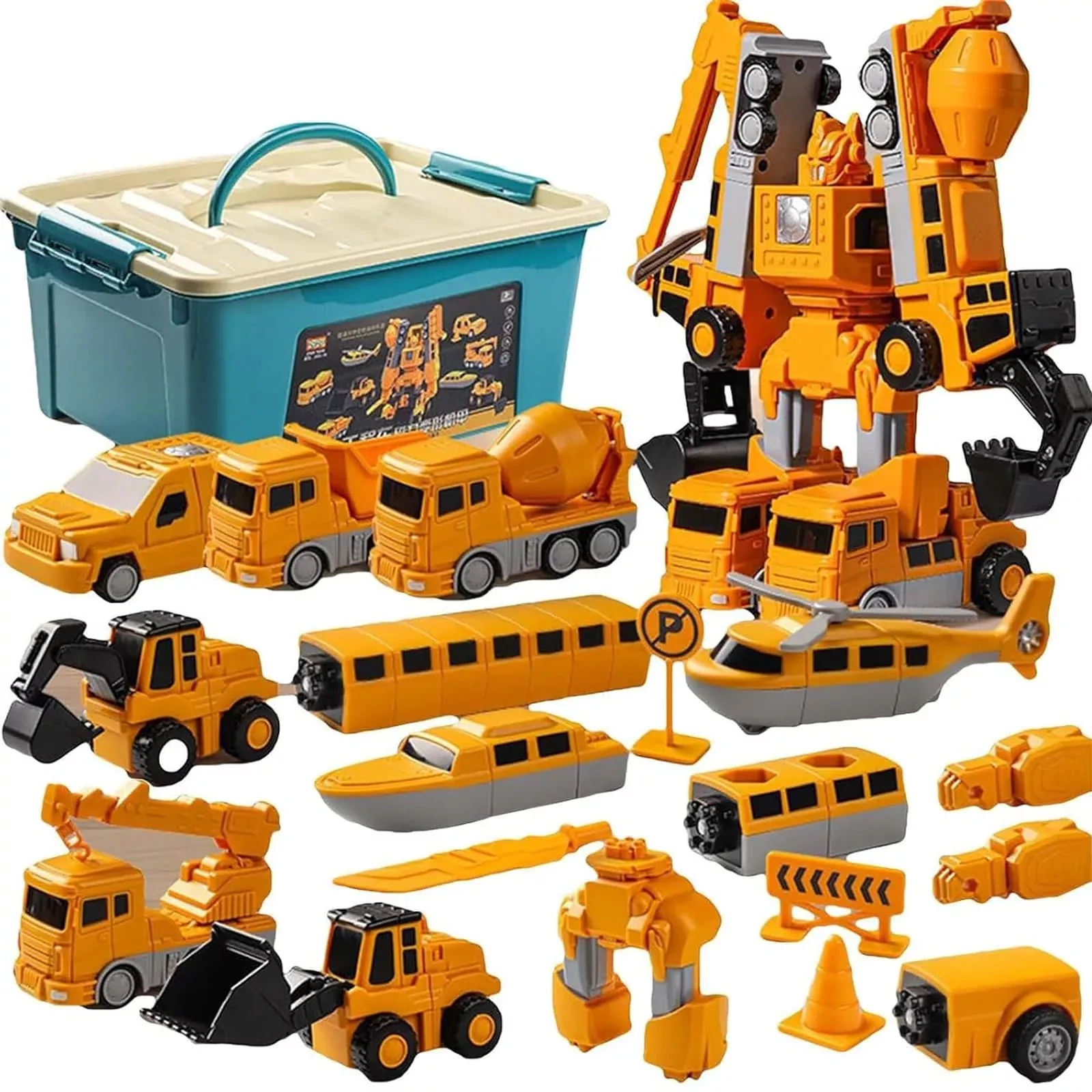Sprstar Magnetic Transform Engineering Car Toys 35 Pcs for Kids