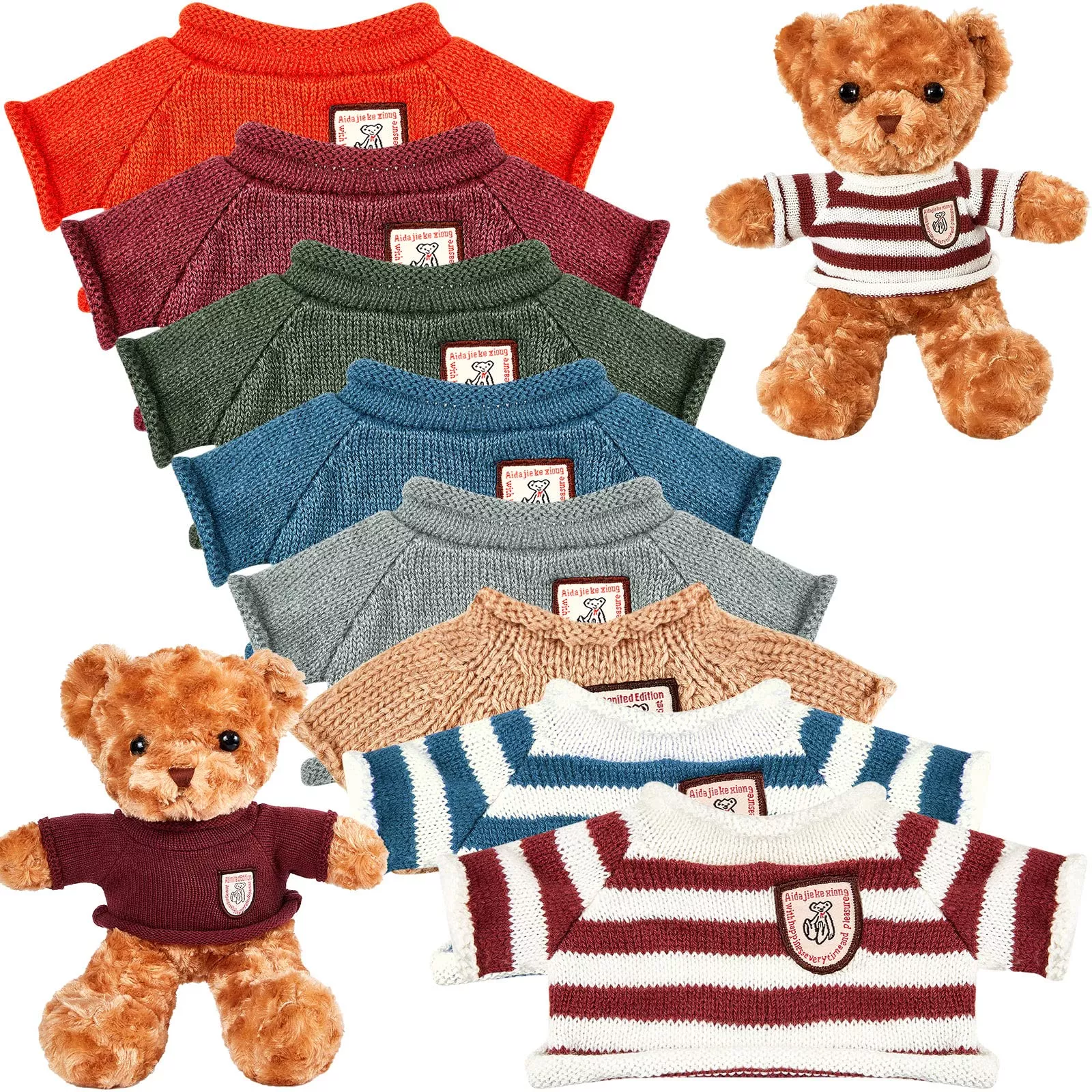 Sratte 8 Pcs Doll Clothes Bear Clothes Cute Stuffed Animal Doll Access