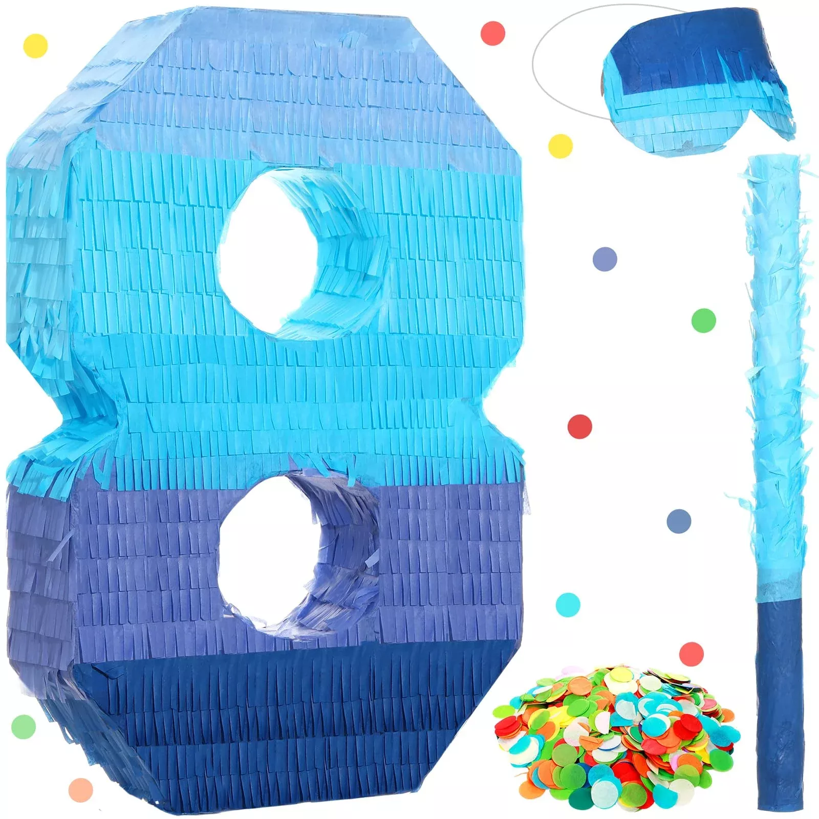 Sratte Blue Piñata Stick Set for 8th Birthday, 16 x
