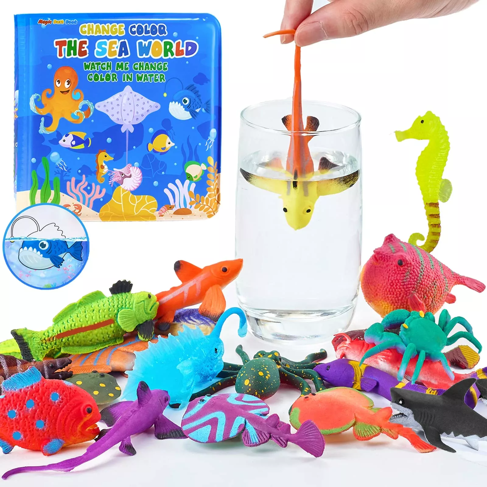 Staroud Sea Creature Bath Toys Set, Color Changing, Small, 13 Pack
