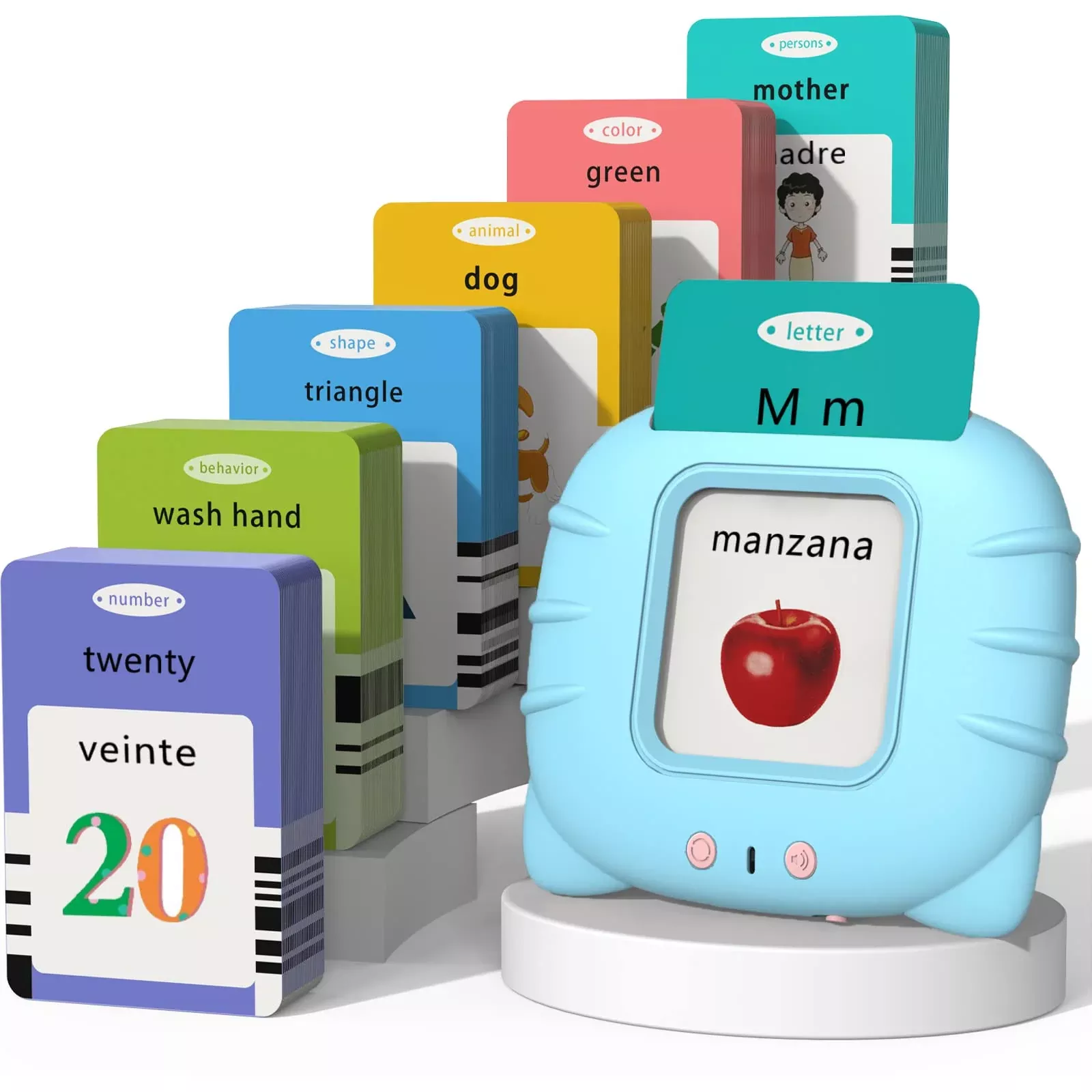 Startcan Bilingual Flash Cards & Reader Machine, Medium, Blue, 516 Cards