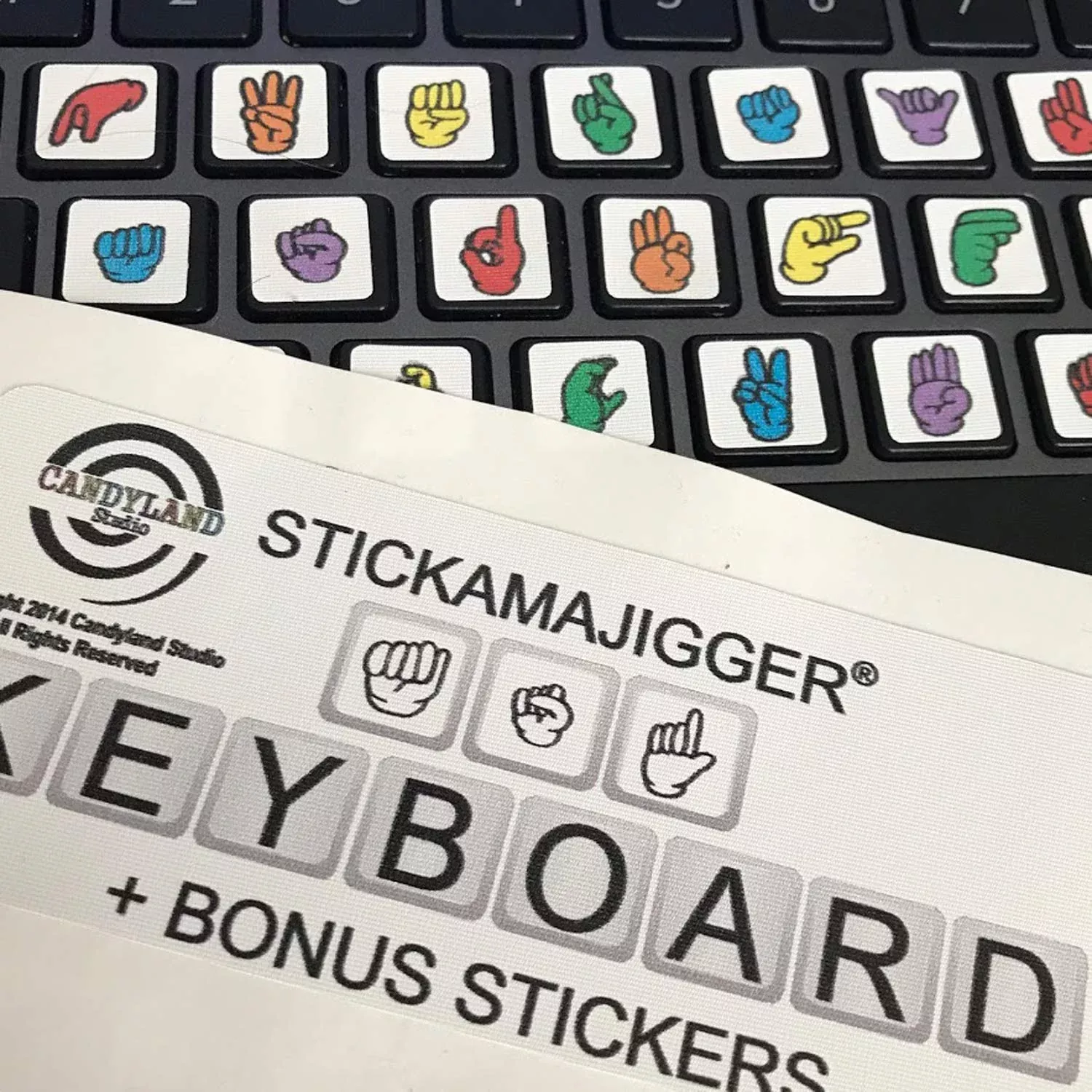 STICKAMAJIGGER ASL Keyboard Stickers 1/2" Rainbow Restickable