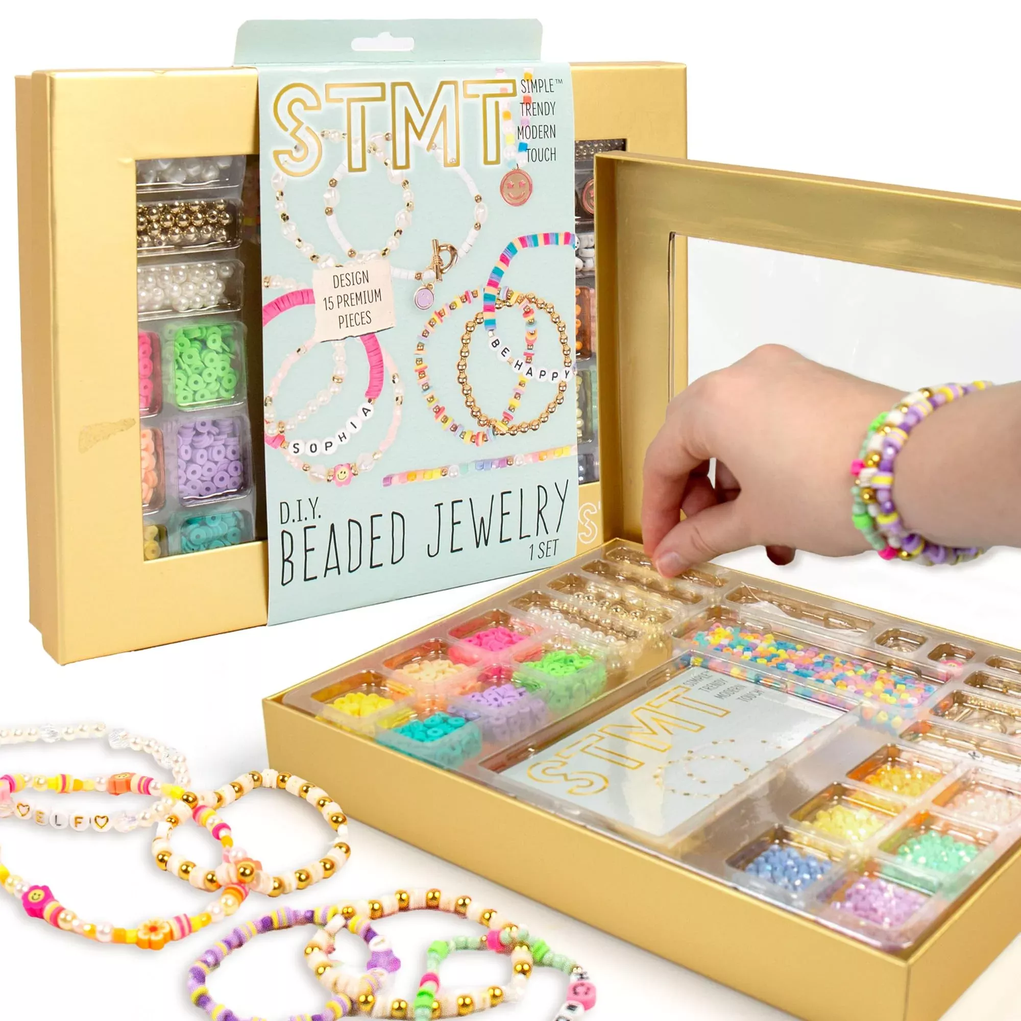 STMT Beaded Jewelry Kit for Ages 8+, Multi Color, 702 Beads