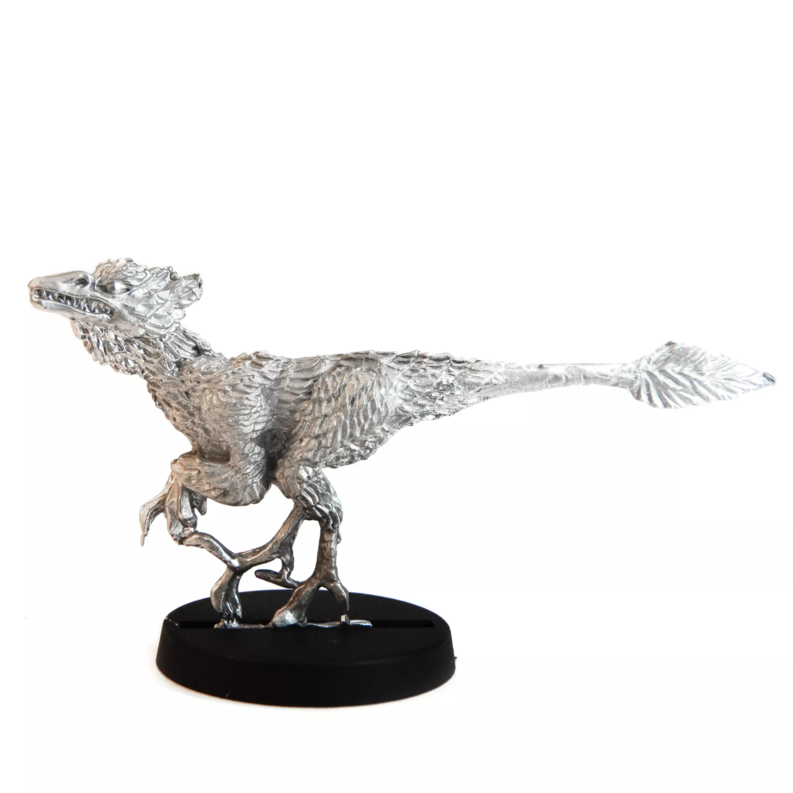 Stonehaven Miniatures Raptor Dinosaur 60mm Pewter Figurine Silver