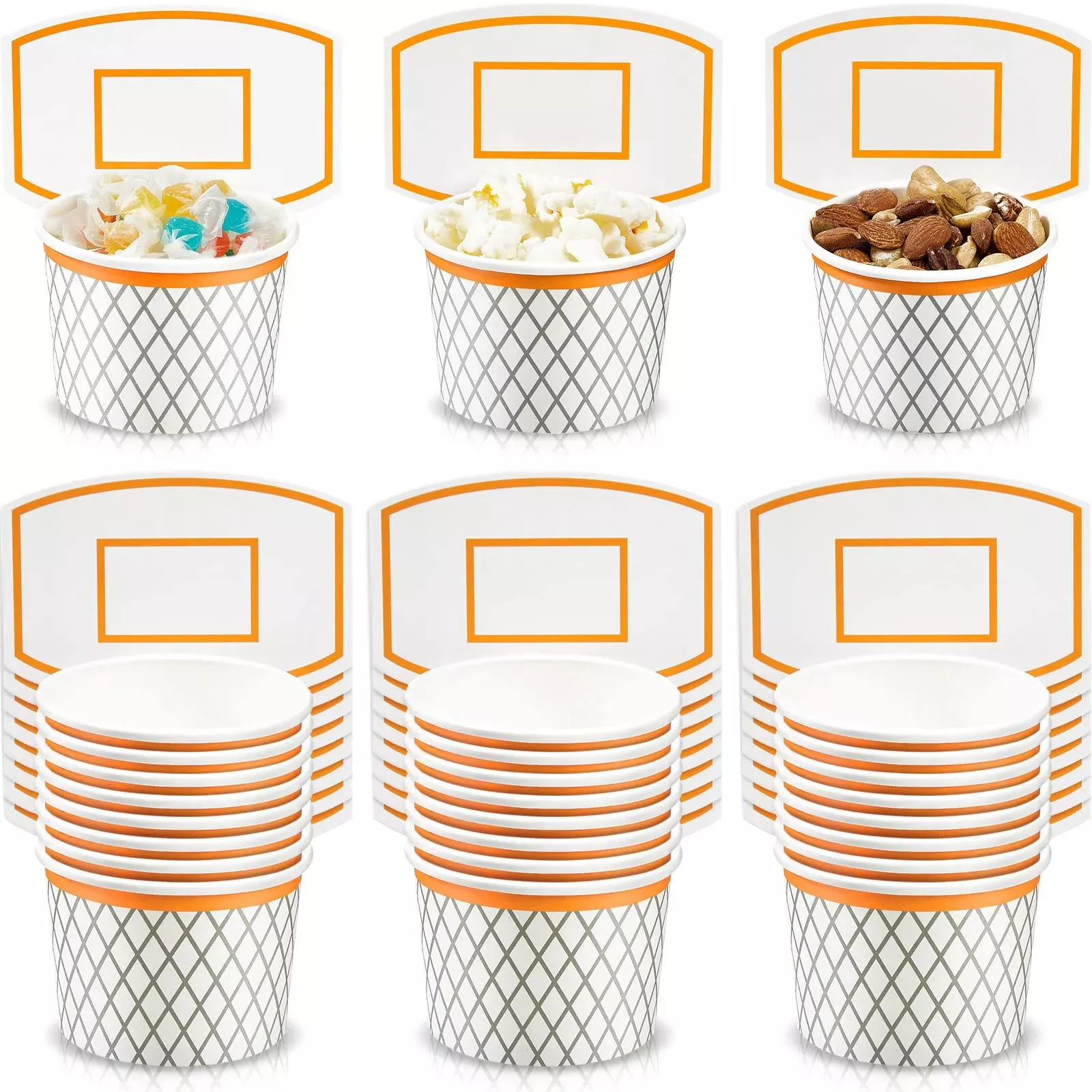Suclain Basketball Snack Cups, 24 Packs, Multicolor, 8 oz Capacity