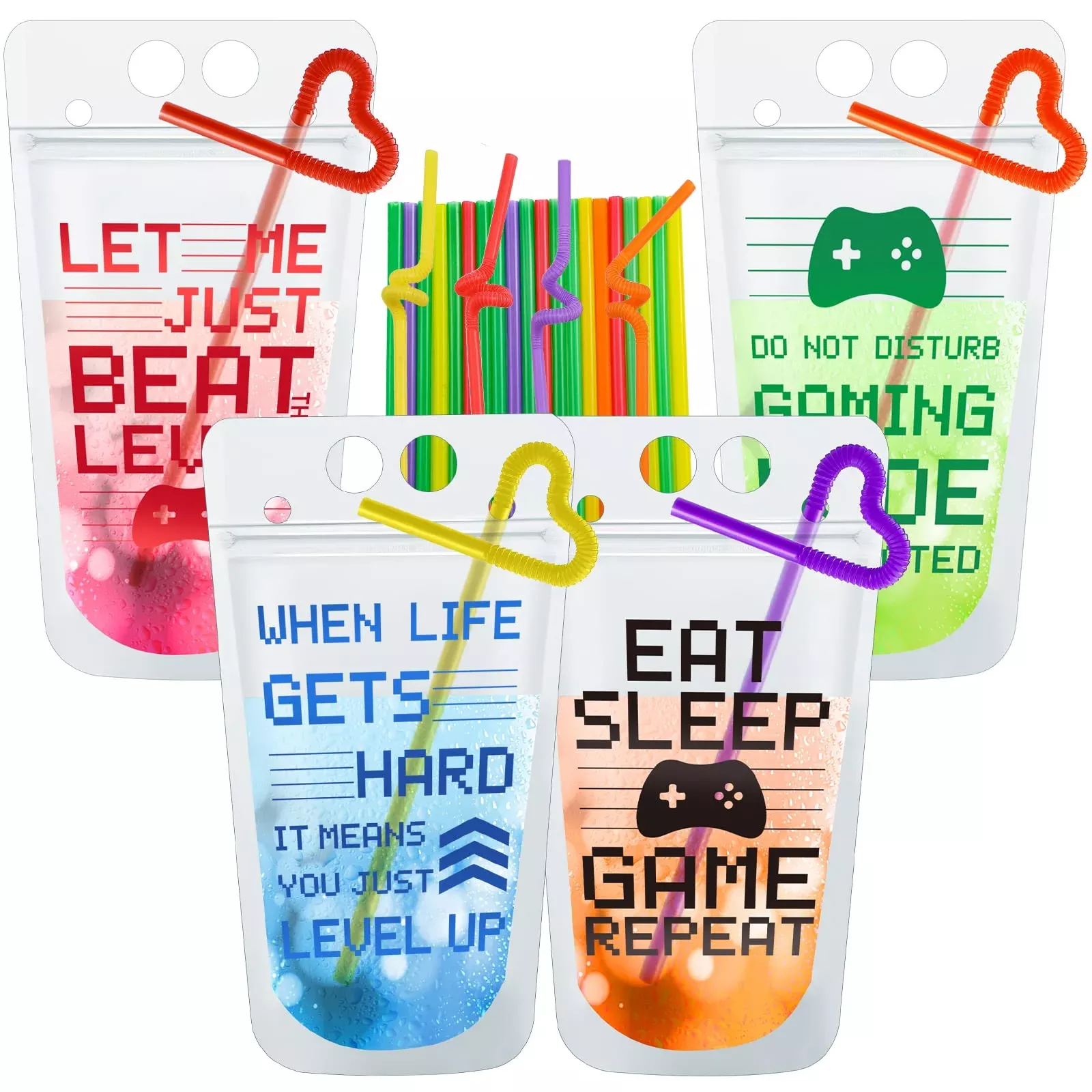 Suclain Drink Pouches with Straws for Parties, 17 oz, 48 Pack
