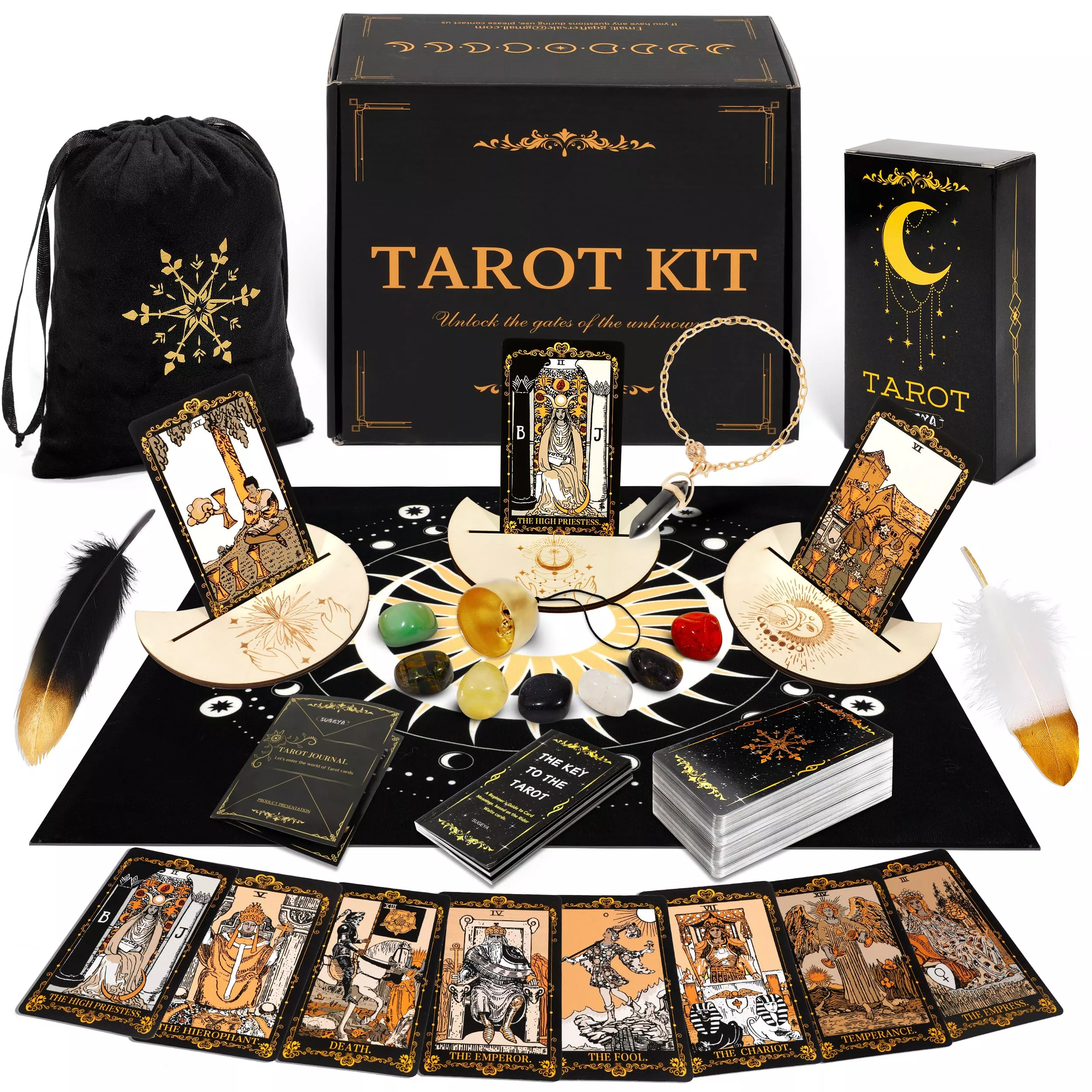 SUGEYA Tarot Deck - 78 Cards, Black & Multicolor, 4.75