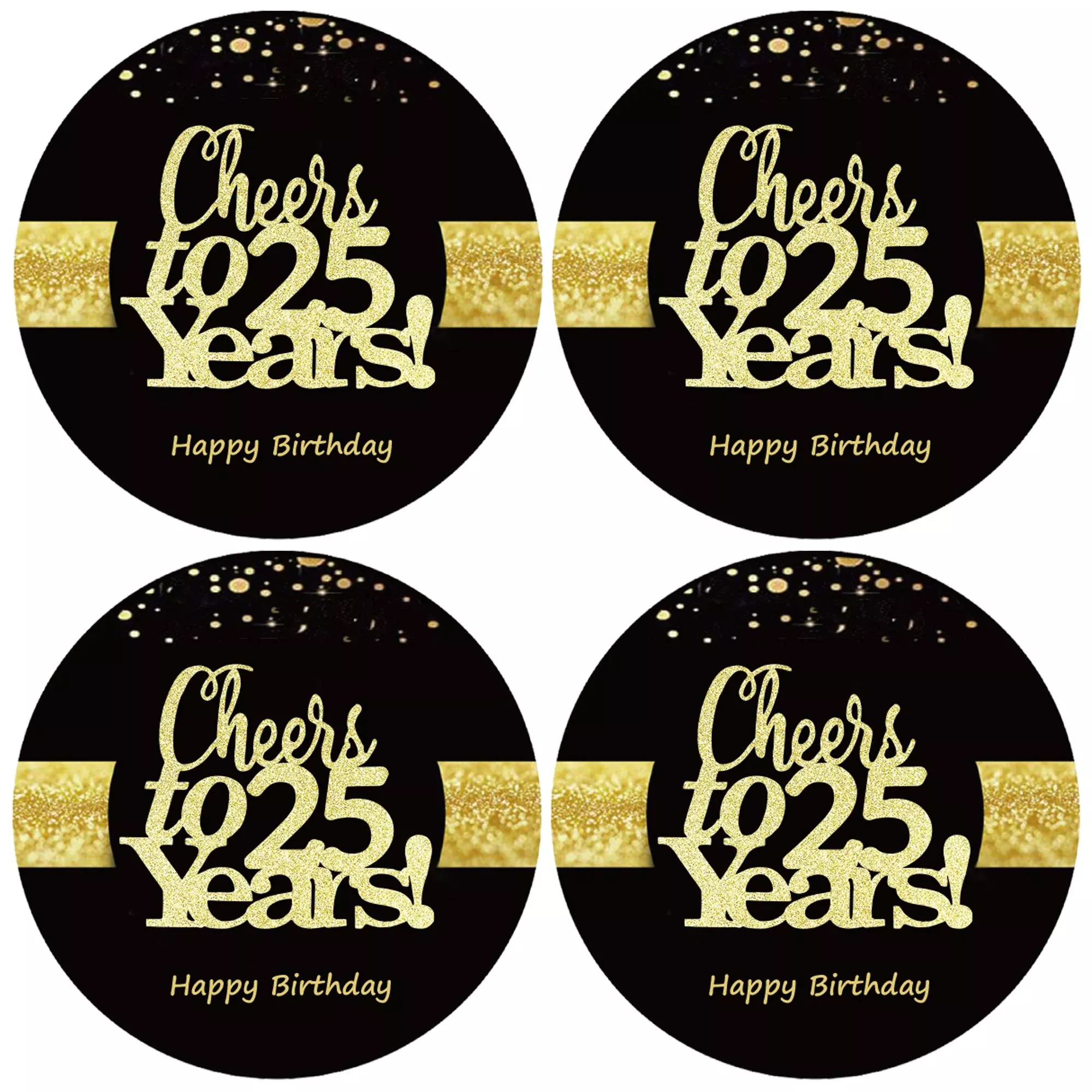 Sumerk 25th Birthday Stickers 48 Pack 2" Glossy Art Paper