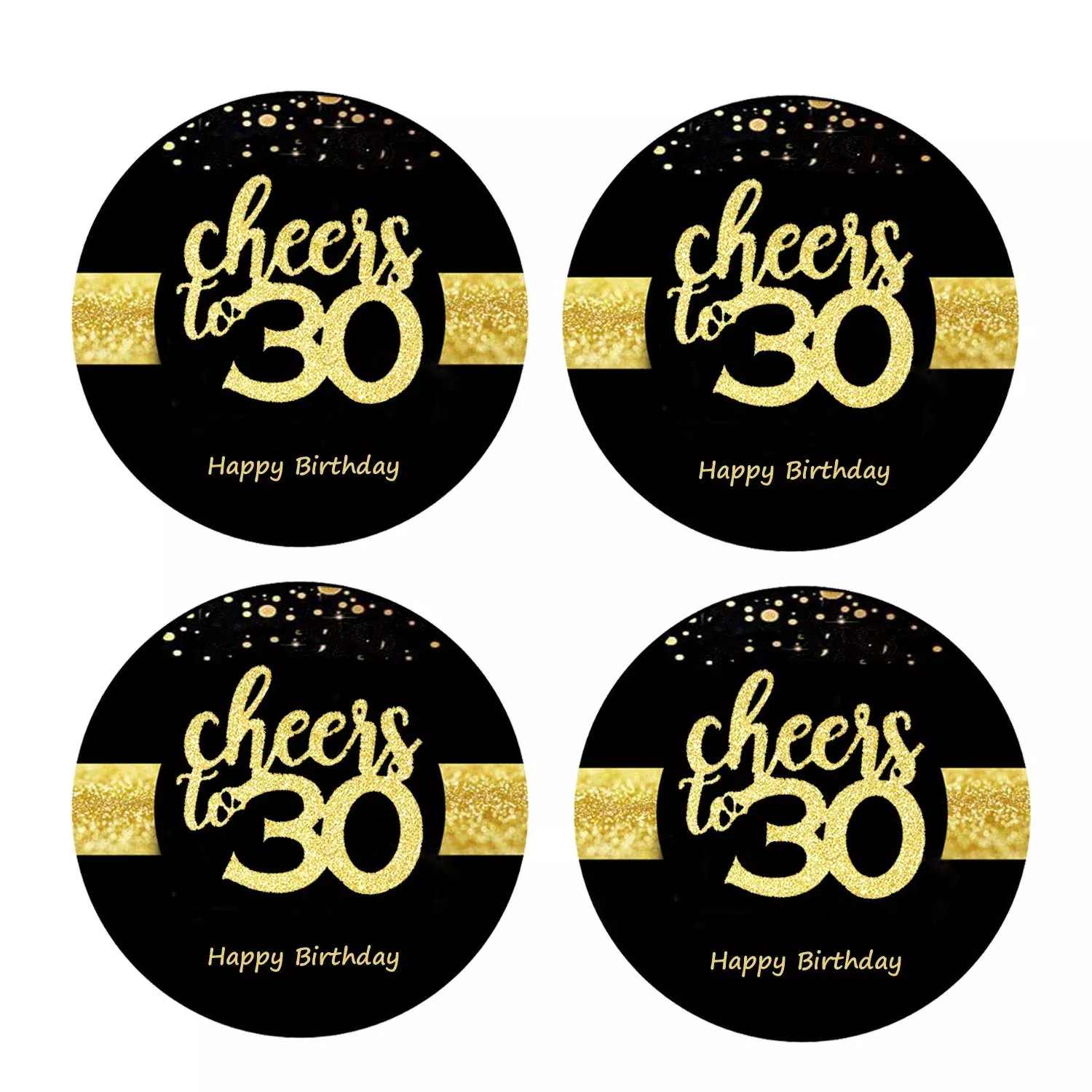 Sumerk 30th Birthday Stickers 48-Pack 2" Glossy Art Paper