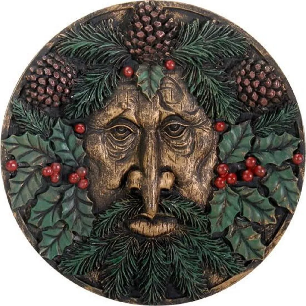 Summit Treestands Greenman Plaque-Winter Resin Figurine Statue