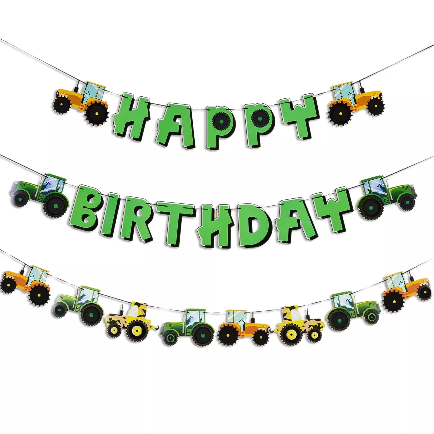 SUNBEAUTY Banner - Tractor Theme Green, 7 x 5.5 Inches,