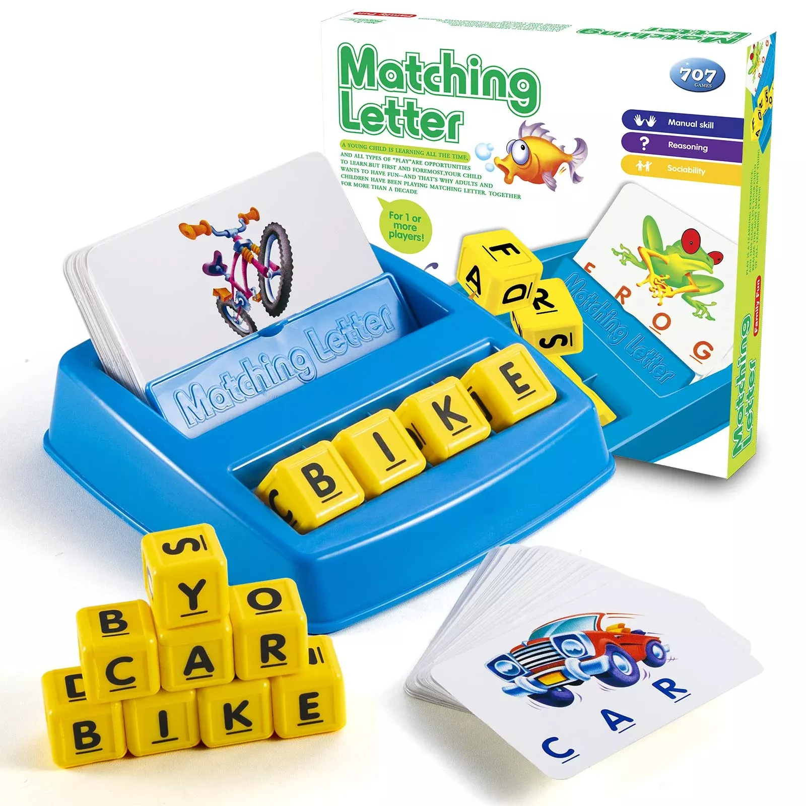 SUNKURO Letter Spelling Game for Kids Age 3-8, Blue Educational Toy