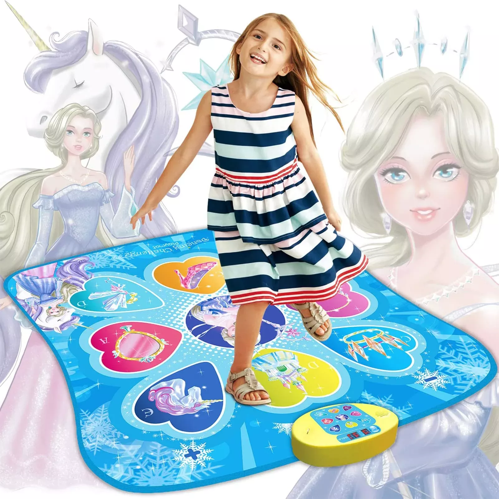SUNLIN Dance Mat Toy for Girls, Frozen Theme, Medium Size, 7 Modes