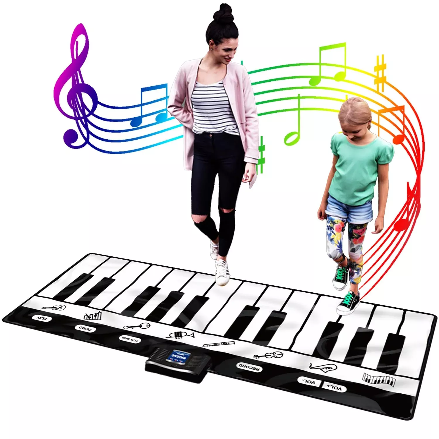 SUNLIN Touch Sensitive Piano Mat 6ft White 24 Keys for Kids