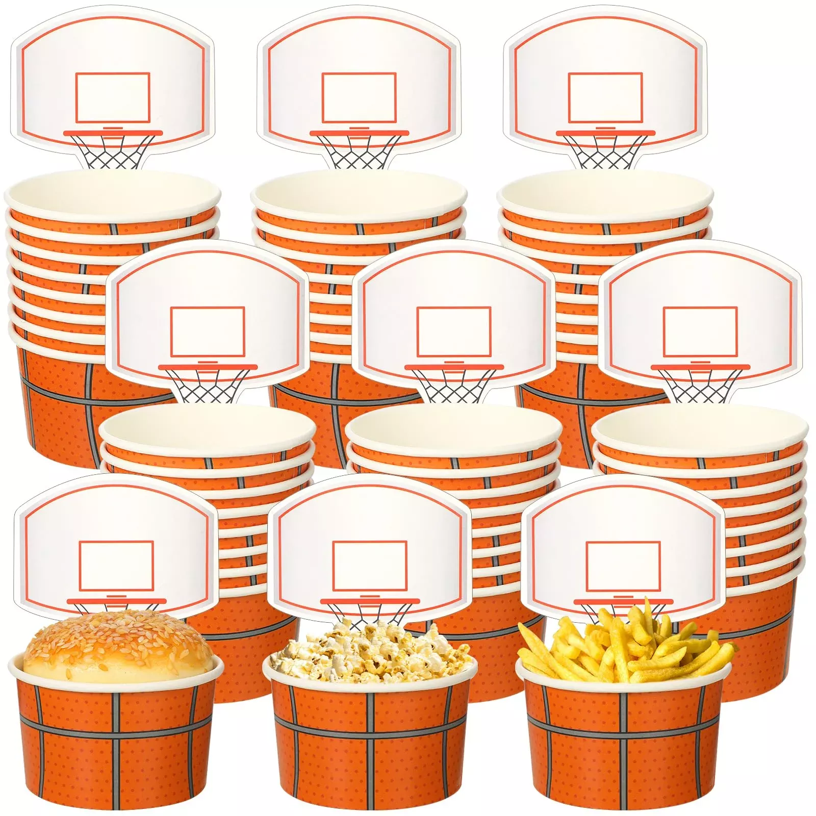 Sunnyray Basketball Snack Cups - 48 Sets, 3.74 x 3.15