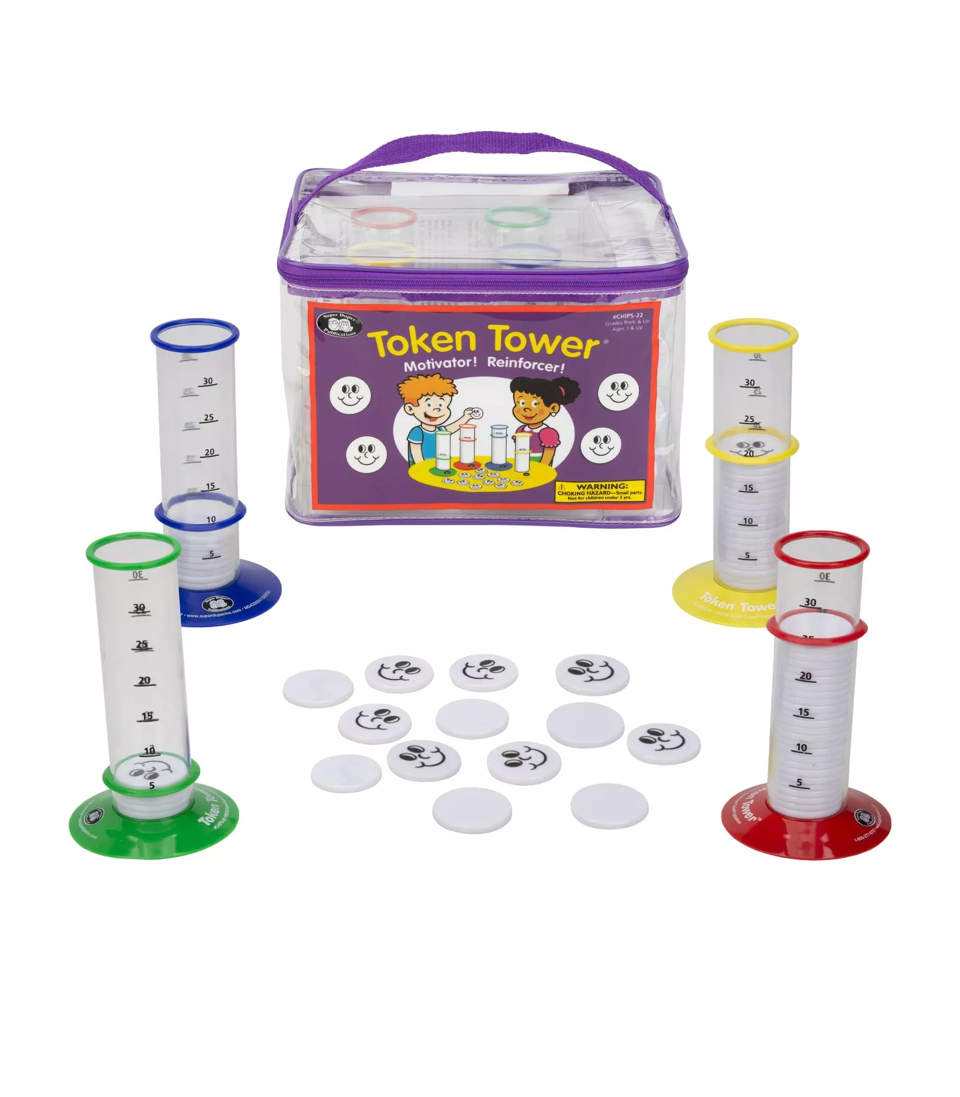 Super Duper Publications Token Towers Set of 4 Multi-color 6½" Tall