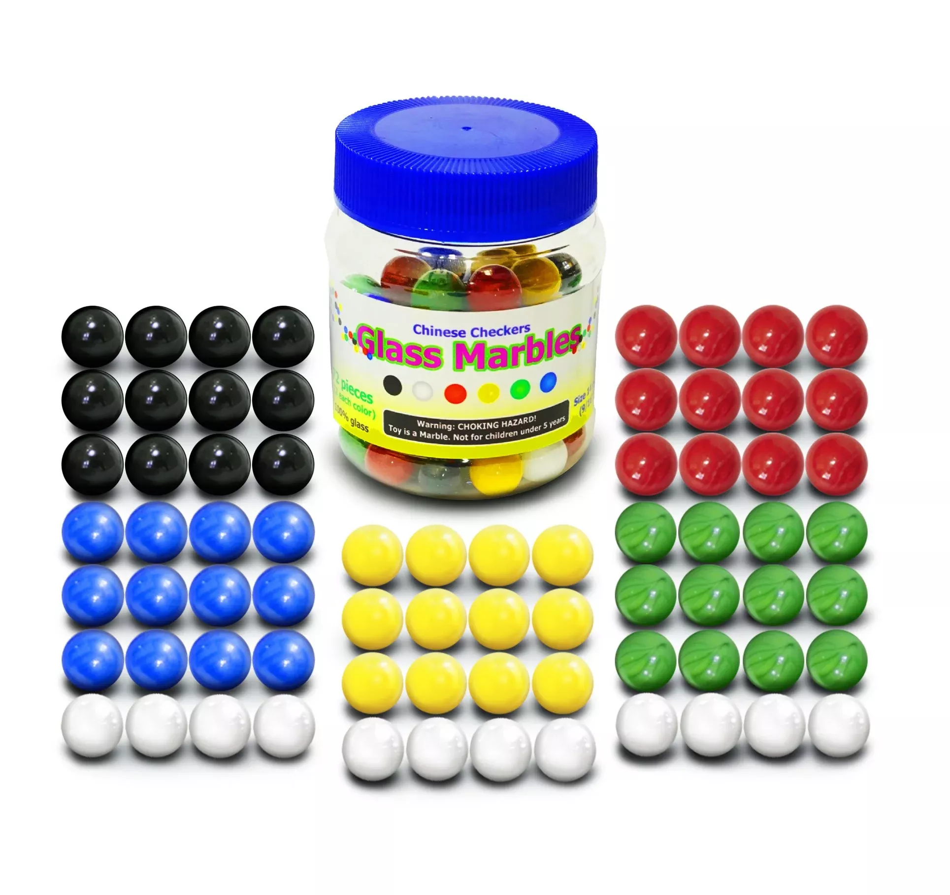 Super Value Depot Chinese Checkers Glass Marbles. Set Of 72, 12 Each C