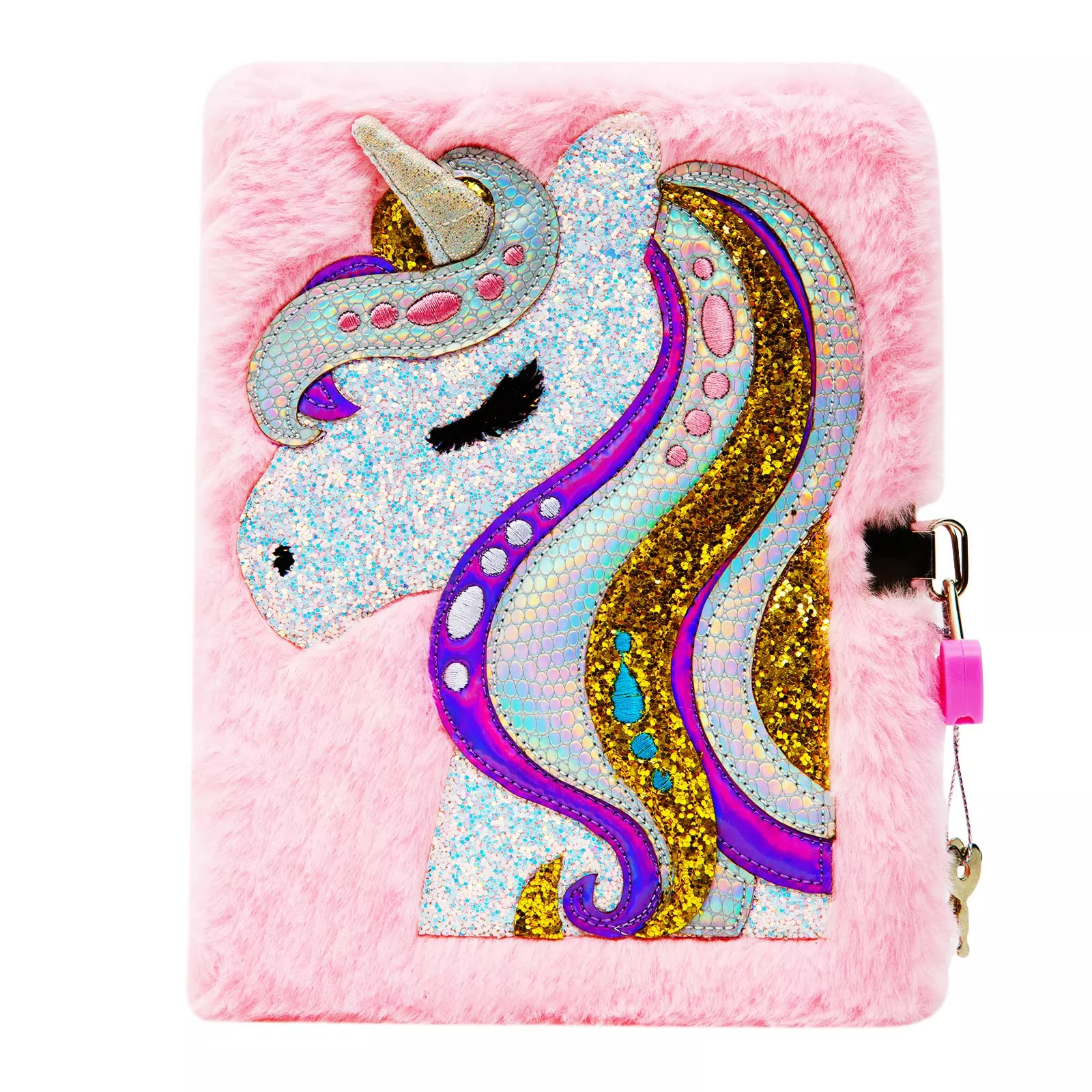 SuperStyle Unicorn Plush Diary for Kids, 64 Pages, Pink, 1pc