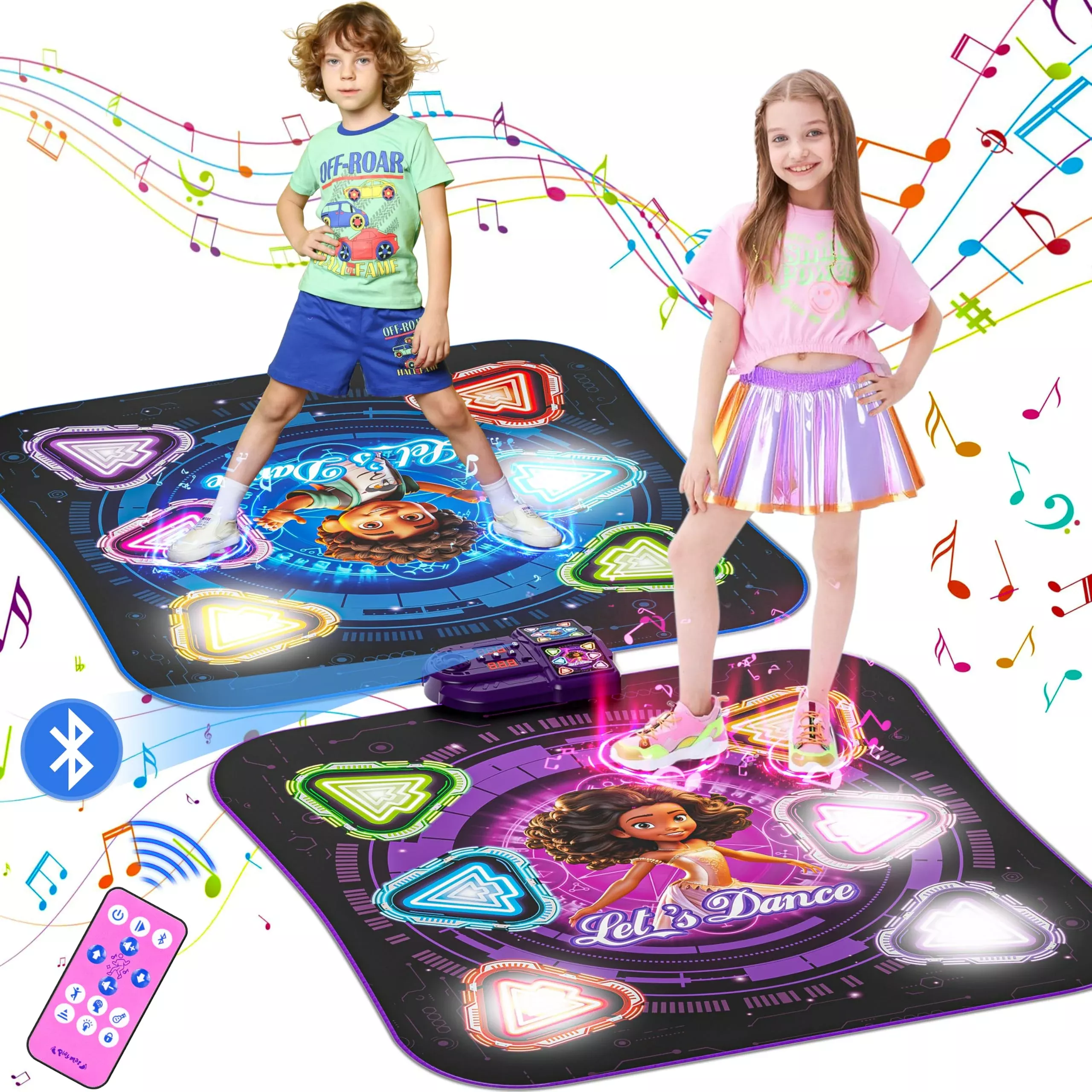 Surelect Dance Mat for Kids, Face-to-Face, Blue & Purple, 2 Players