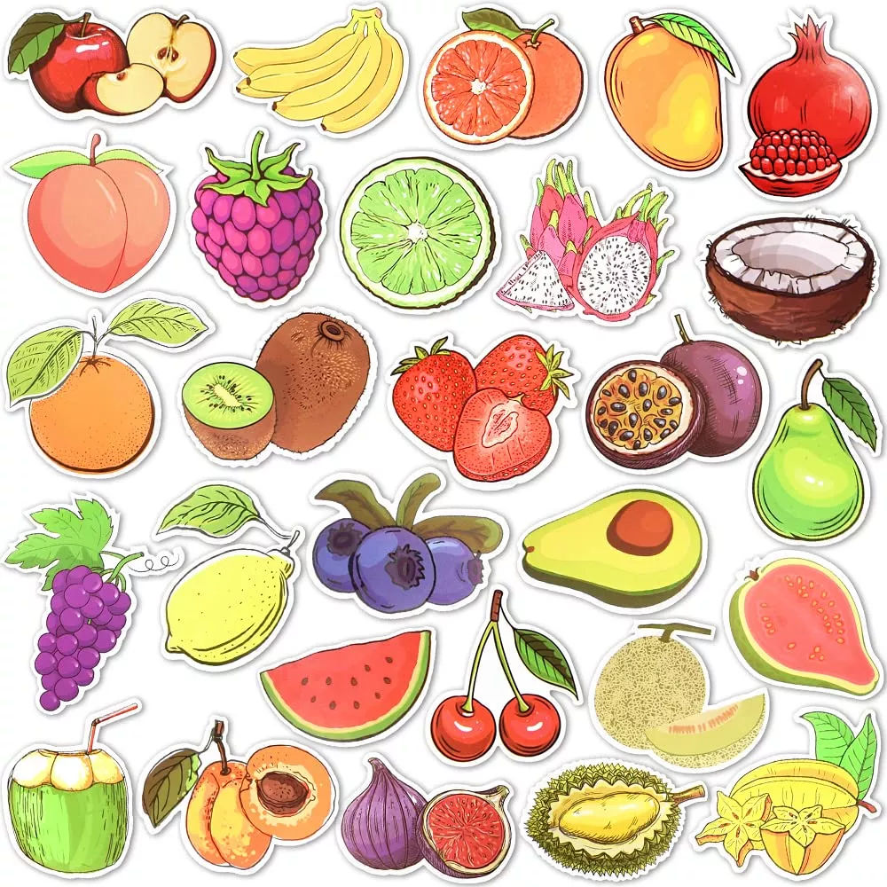 SUSIHI Fruit Stickers for Laptops, 50 Waterproof Vinyl Designs