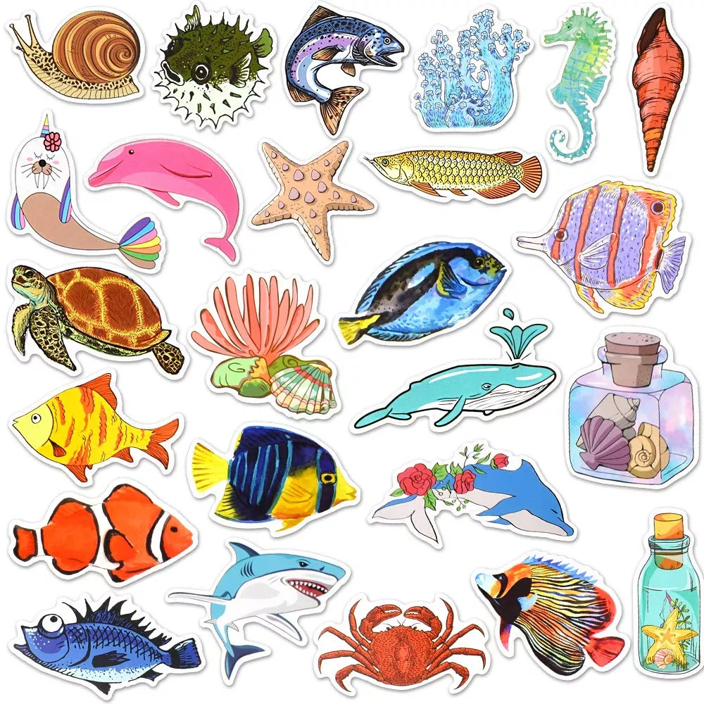 SUSIHI Ocean Stickers for Water Bottles, 2-3.5 Inch