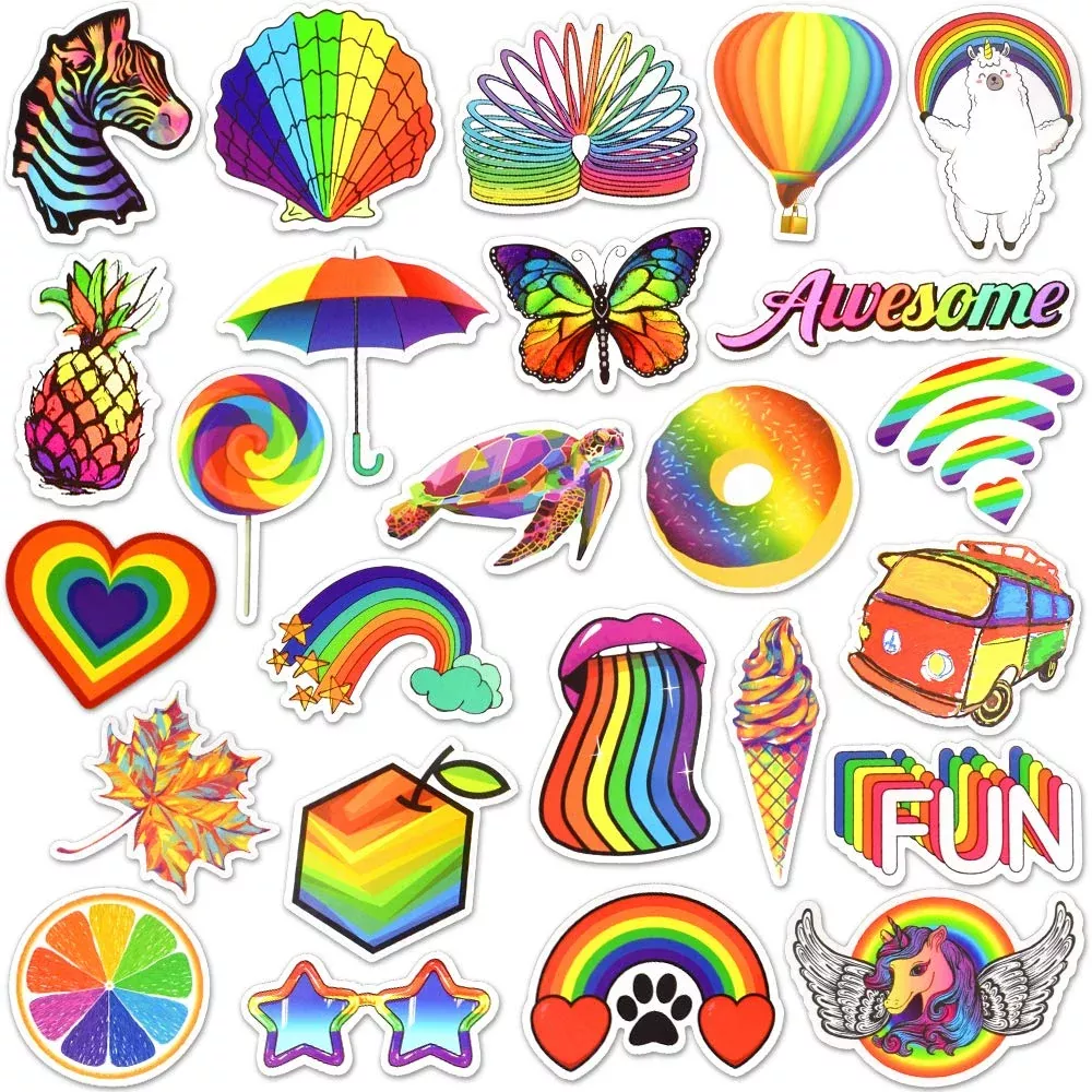 SUSIHI Rainbow Stickers for Water Bottles, 2-3.5 Inch