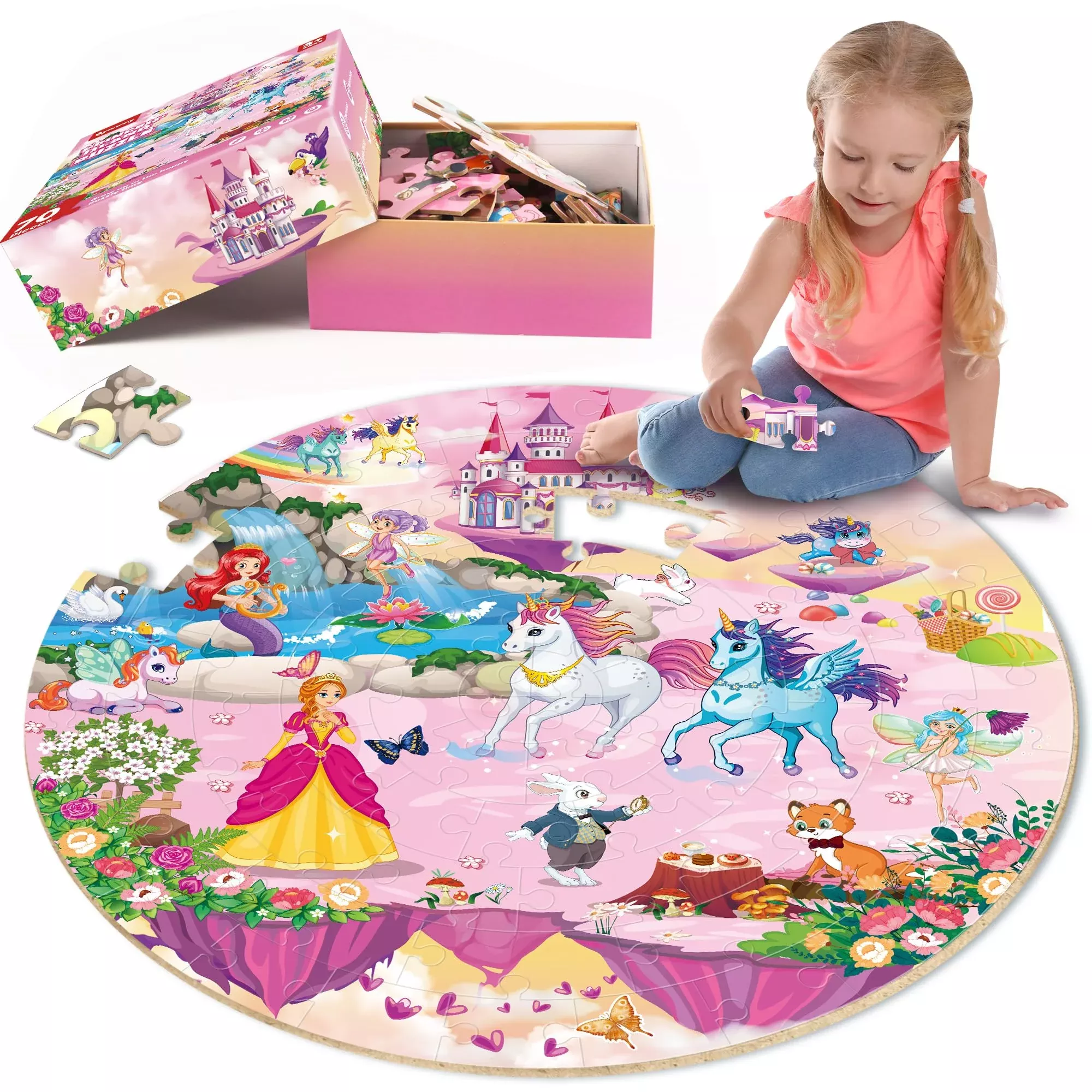 SYNARRY 70-Piece Dinosaur Floor Puzzle for Kids, 22.8 inches