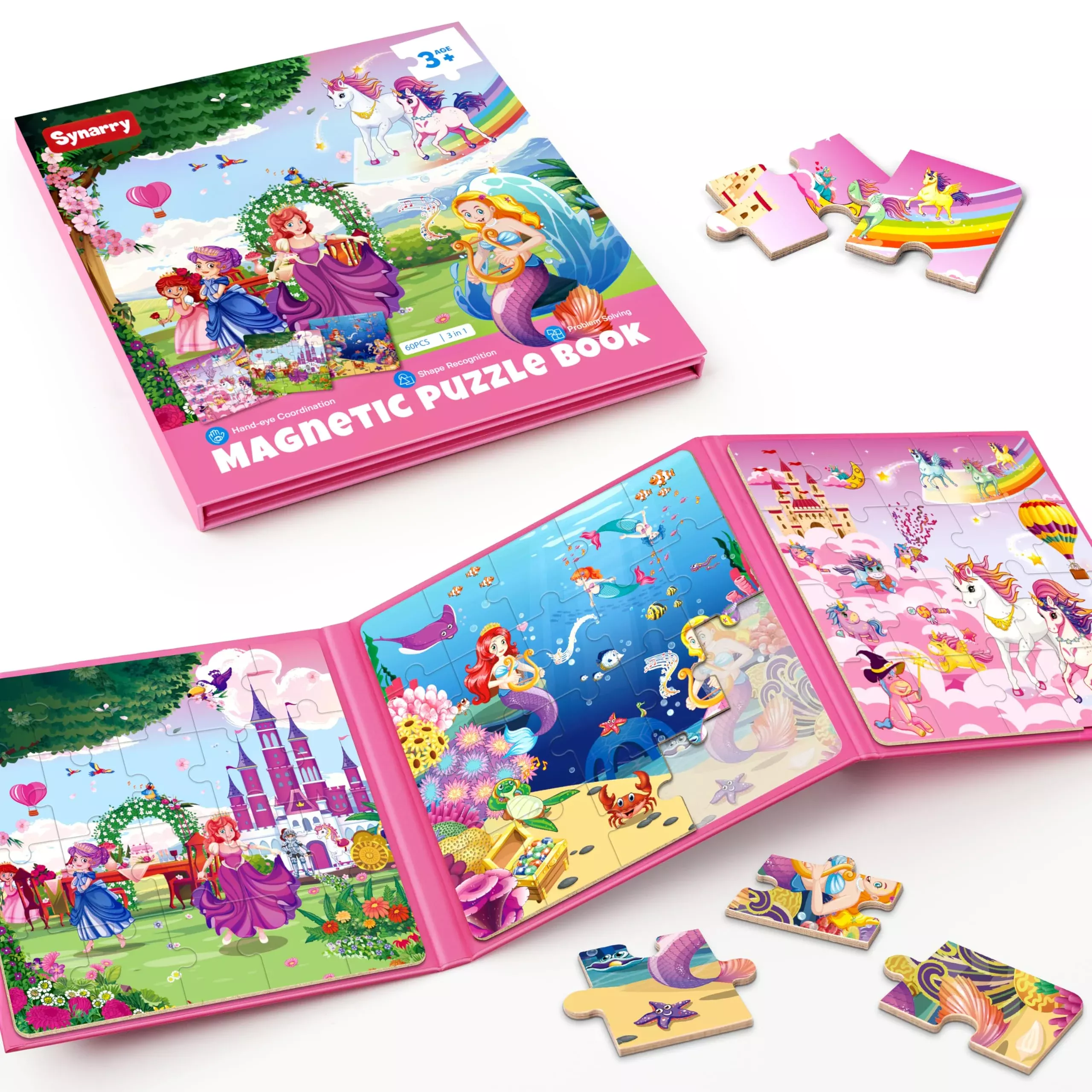 SYNARRY Magnetic Puzzles for Girls, 20 Pieces, Colorful, 7x