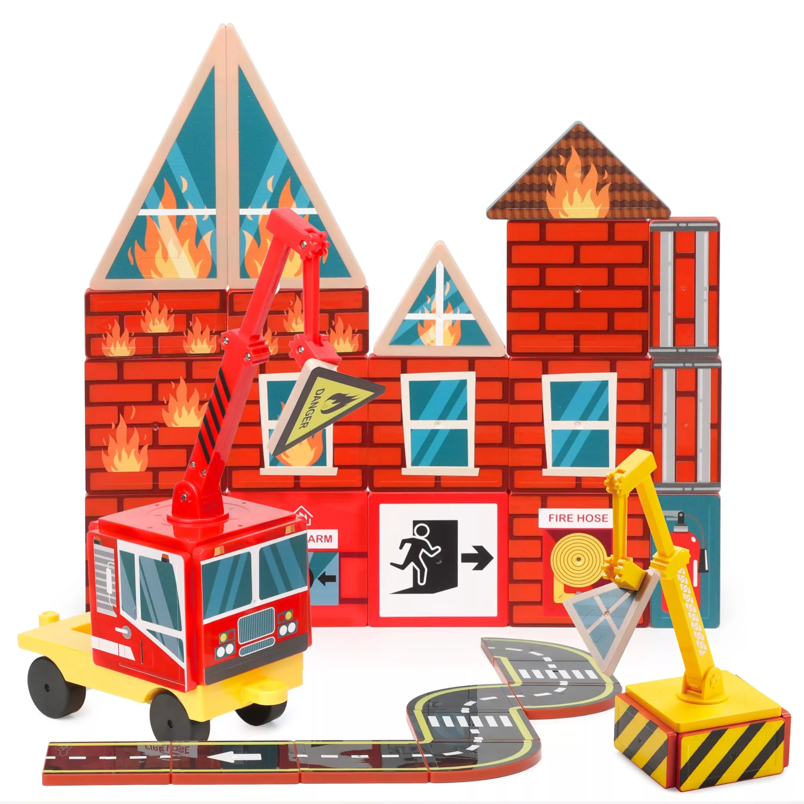Syncfun 40Pcs Magnetic City Rescue Set For Kids - Dual-Theme Construct