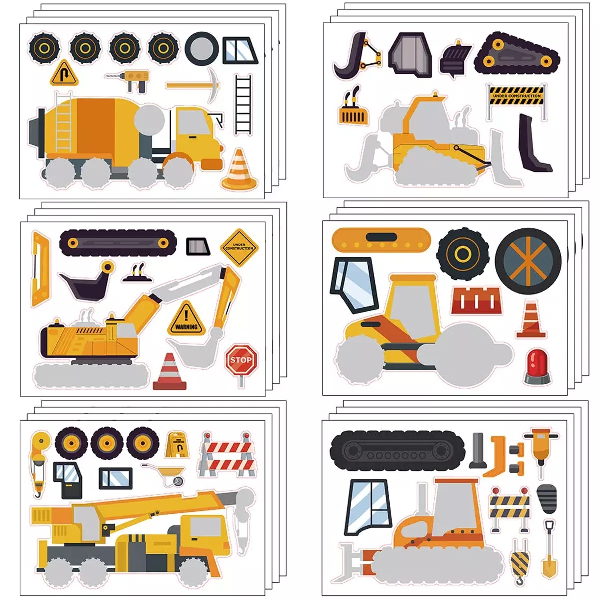 T-Antrix Make Your Own Construction Stickers, 24 Sheets, Truck Design