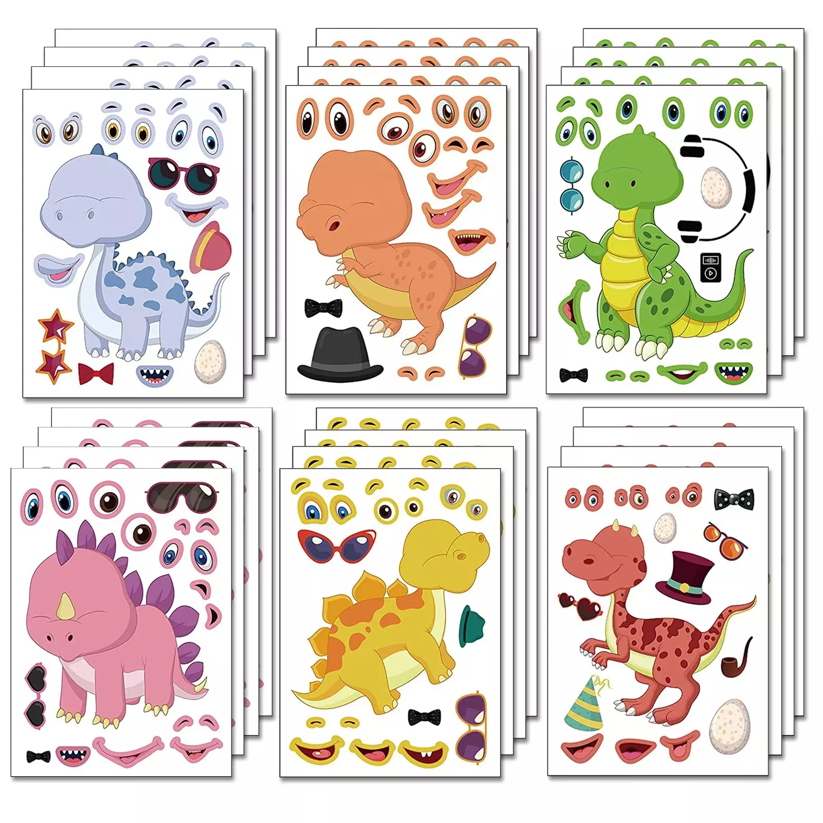 T-Antrix Make Your Own Dinosaur Stickers, 24 Sheets, Colorful