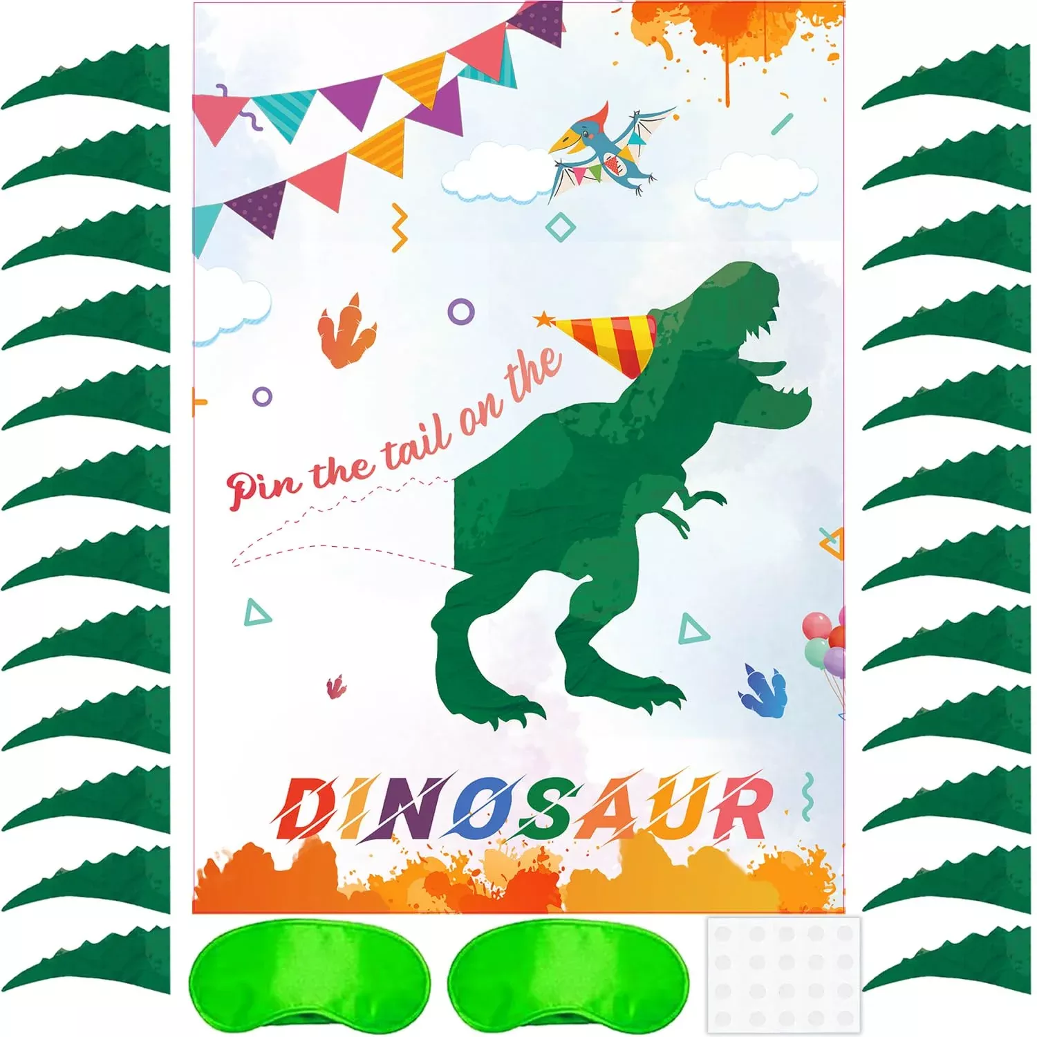 T-Antrix Pin The Tail on The Dinosaur Game, 28"x21", Party Fun