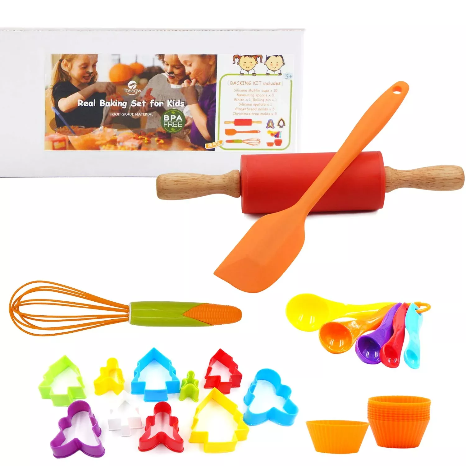T TOSSOW Muffin Baking Kit for Kids, Assorted Color, Small, 28
