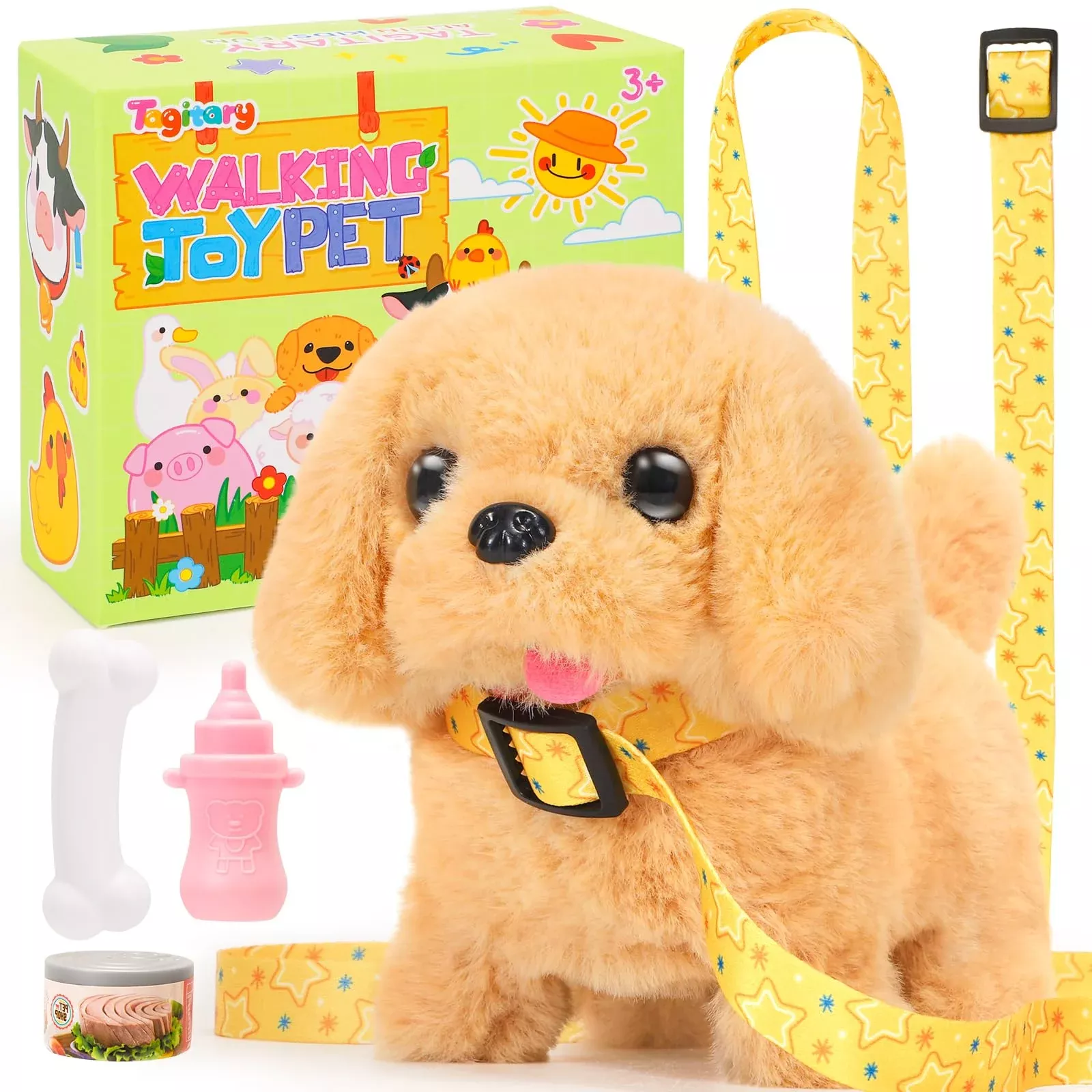 Tagitary Electric Dog Toy Plush Yellow 3.14 Inch Soft Interactive