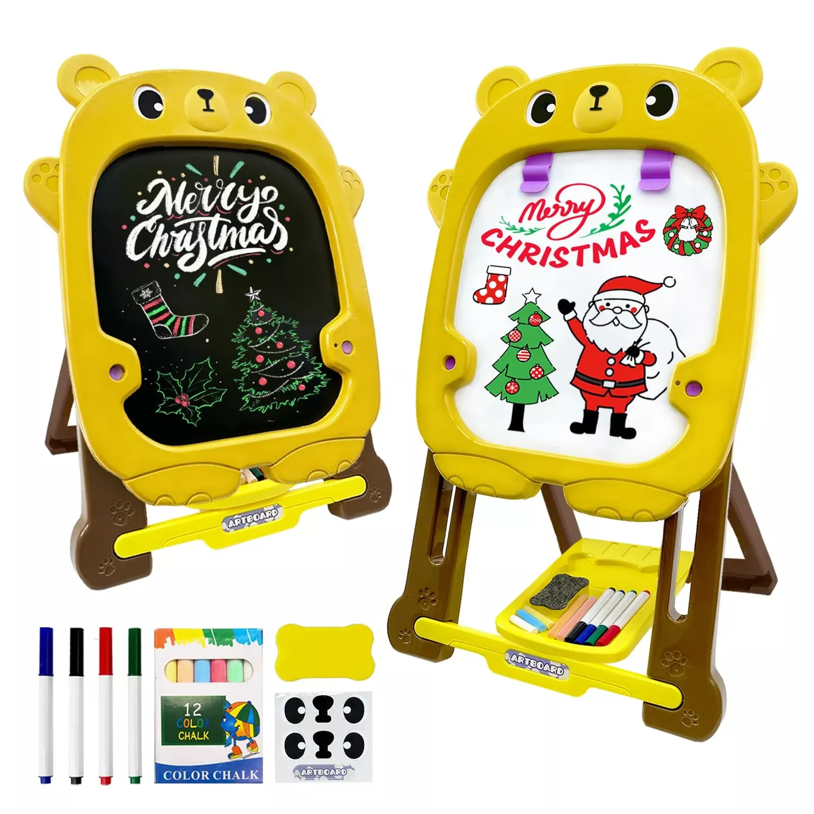 Talgic Kids Easel For Toddlers With Chalk Board And Dry Erase Easel, E