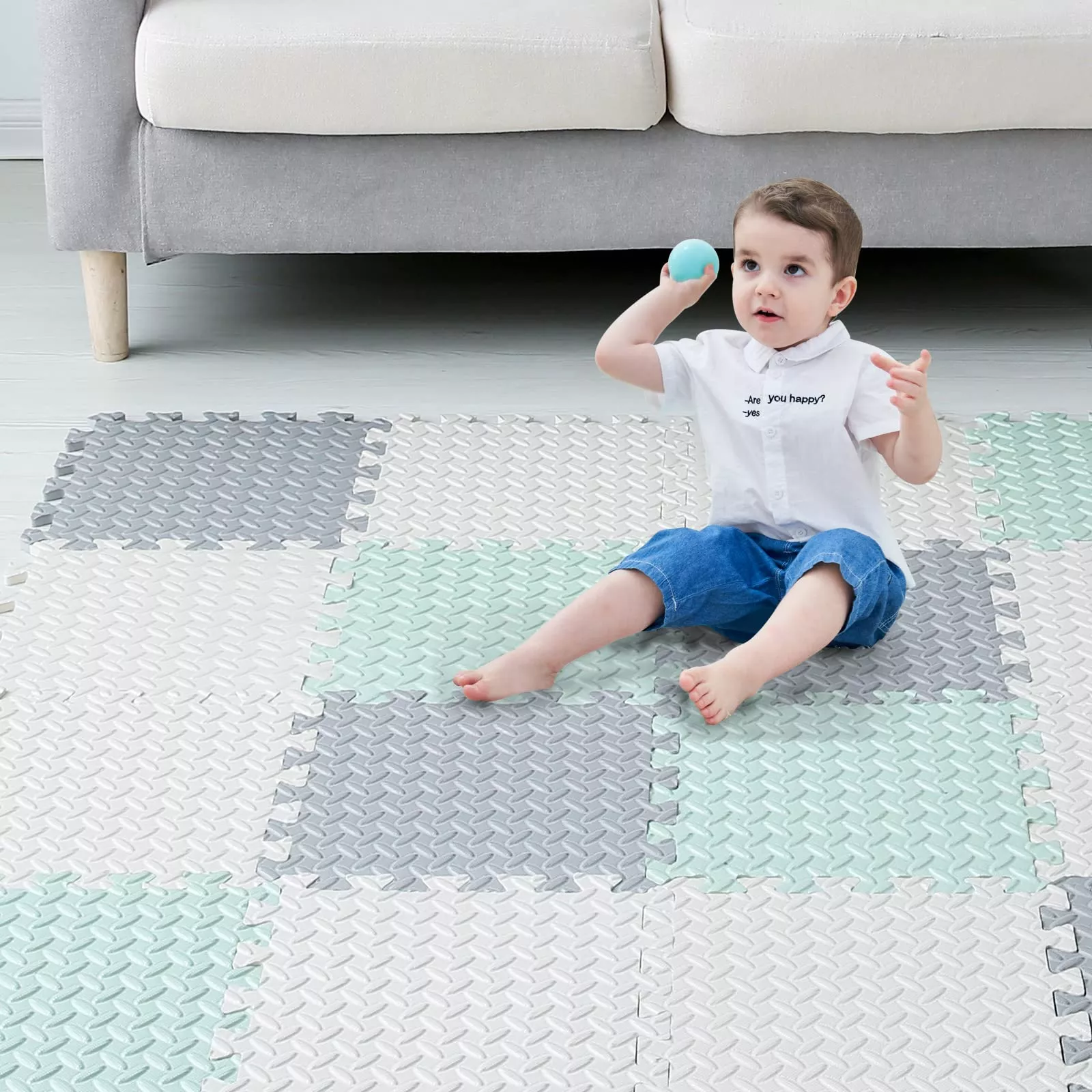 Tamiplay Kids Play Mat 16 Sq.Ft Interlocking Foam 12"x12"