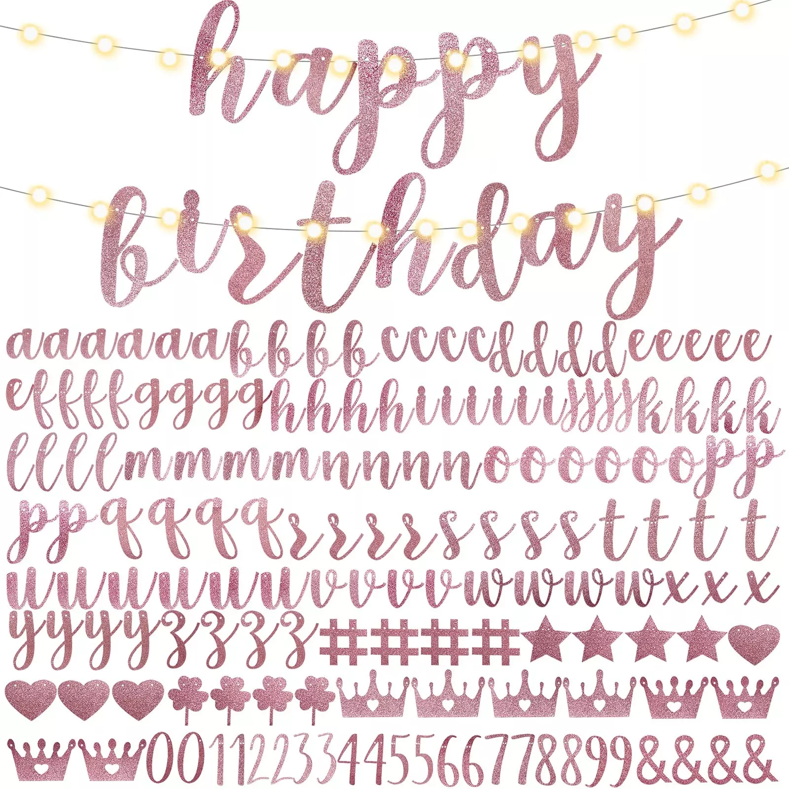 TaoBary Customizable Banner Kit 162 Pieces Rose Gold 3' x 1