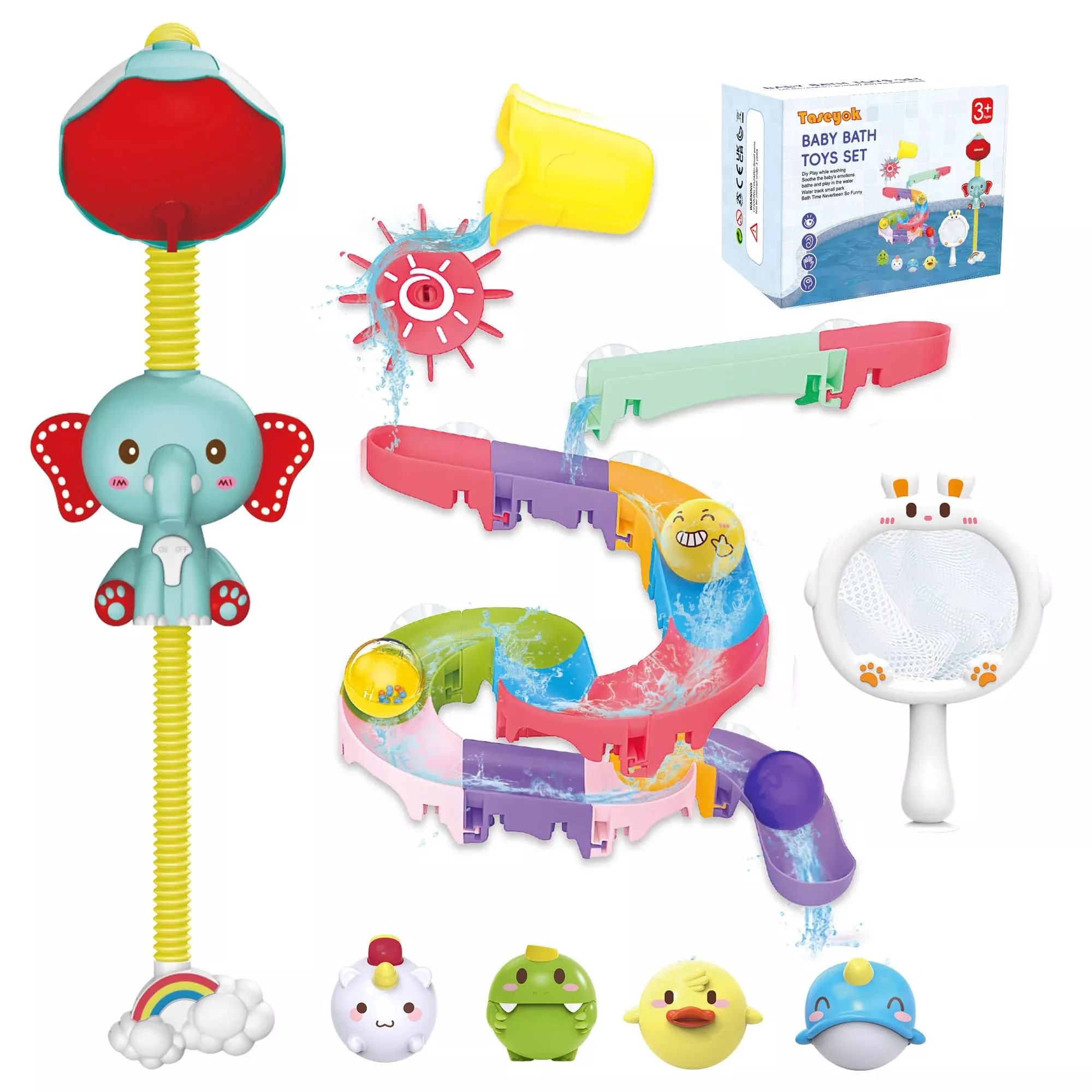 taseyok Bath Toy Set for Kids with Elephant Shower Head - Small
