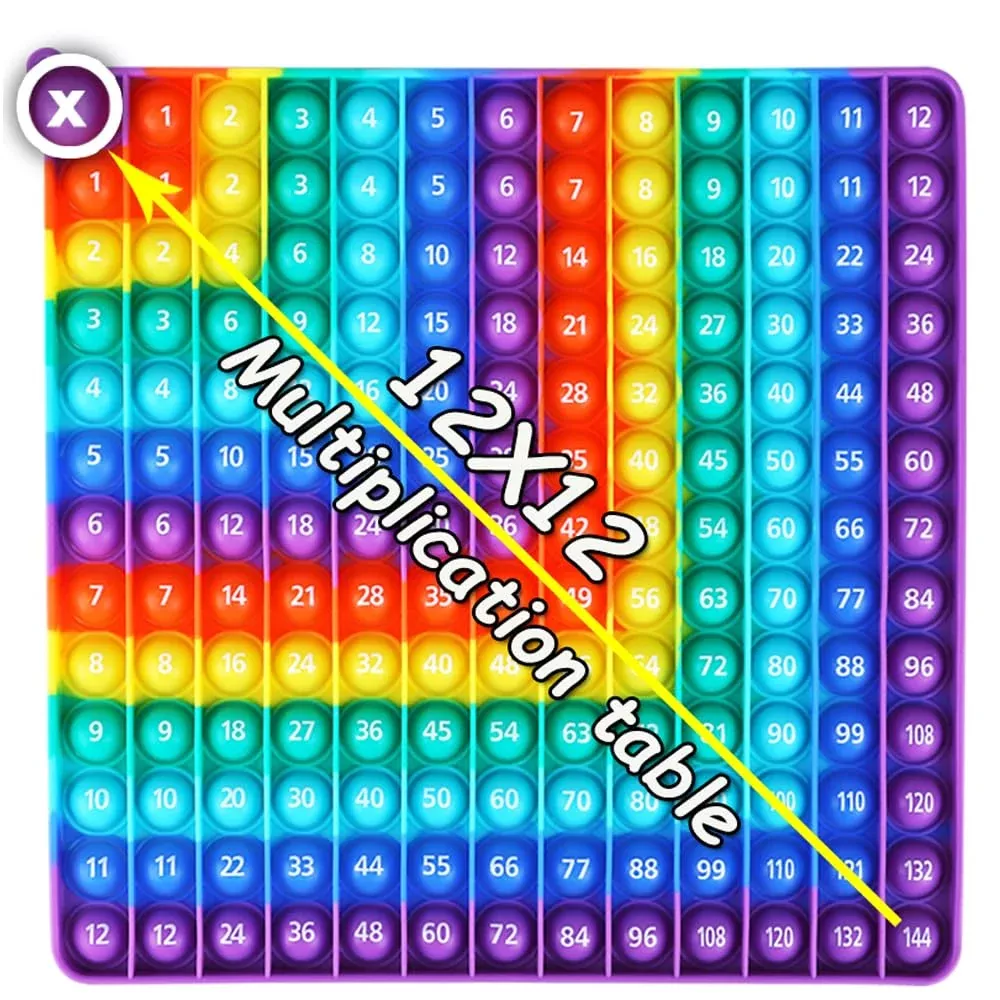 TDDTLA Multiplication Table Math Toy Game, 12x12, Rainbow, Silicone