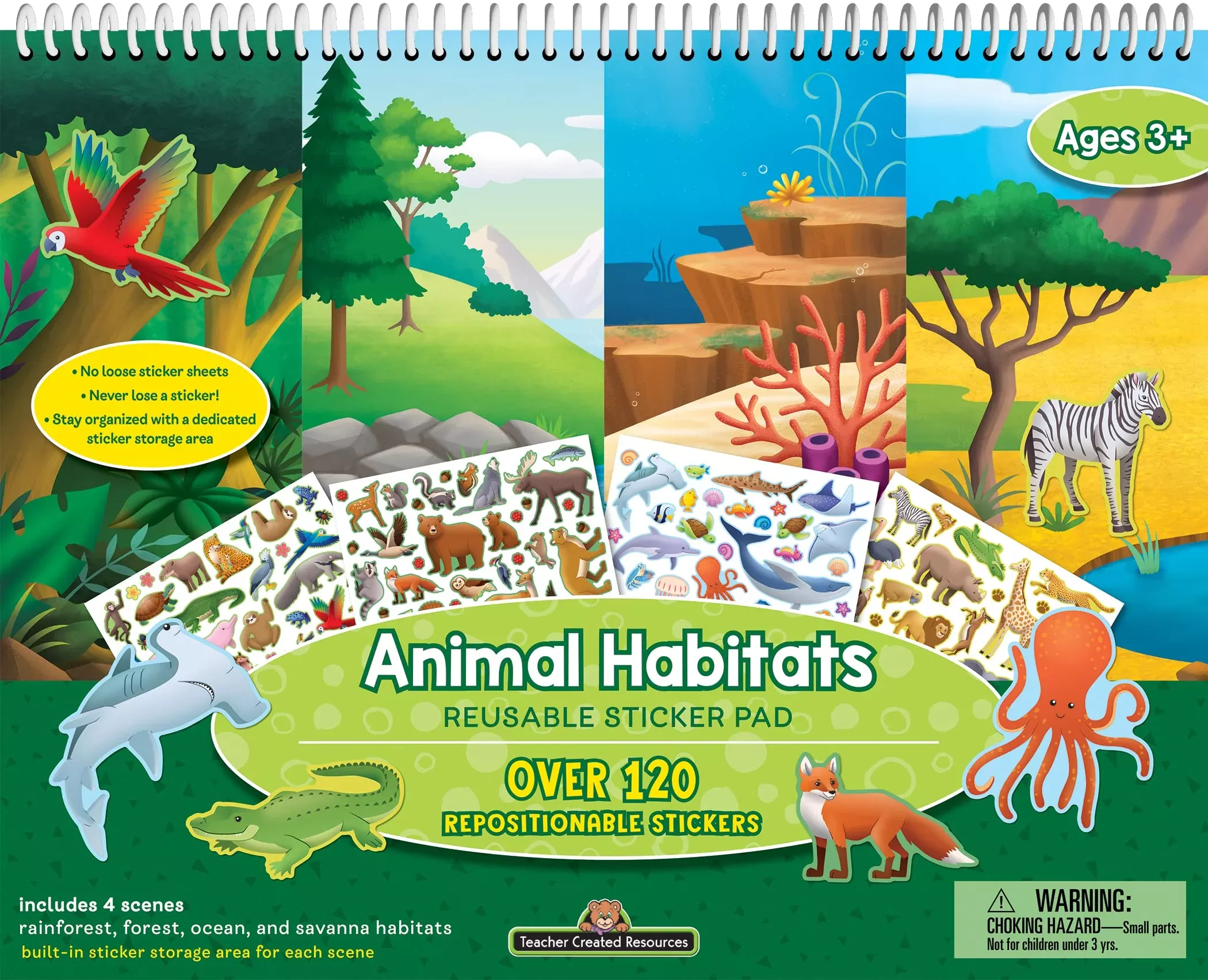 Teacher Created Resources Animal Habitats Reusable Sticker Pads - Mode