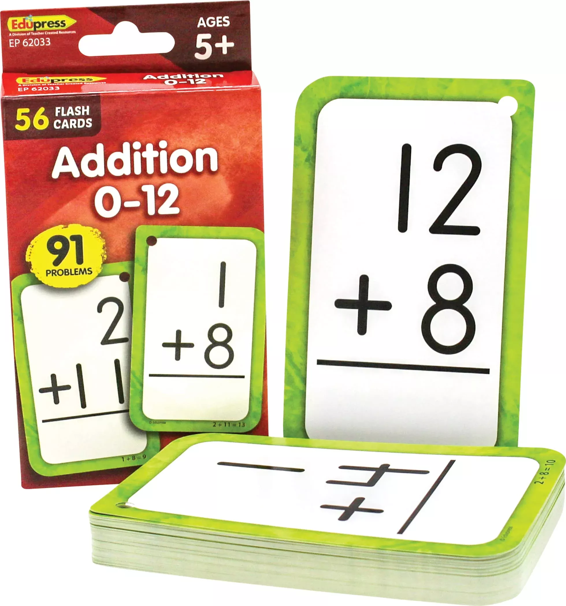 Teacher Created Resources Flash Card Set for Addition 0-12, 56 Cards