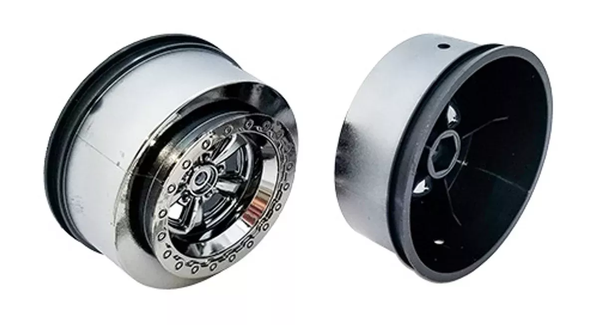 Team Associated 71076Black Chrome 2.2 in / 3.0 in,12mm Hex Drag Rear Wheels