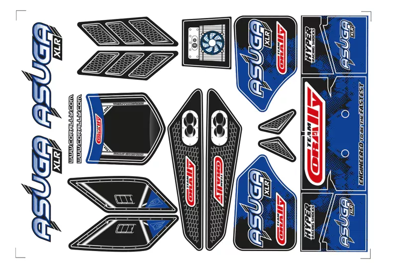 Team Corally C-00180-858-B Decal Sheet for Asuga XLR Blue Body