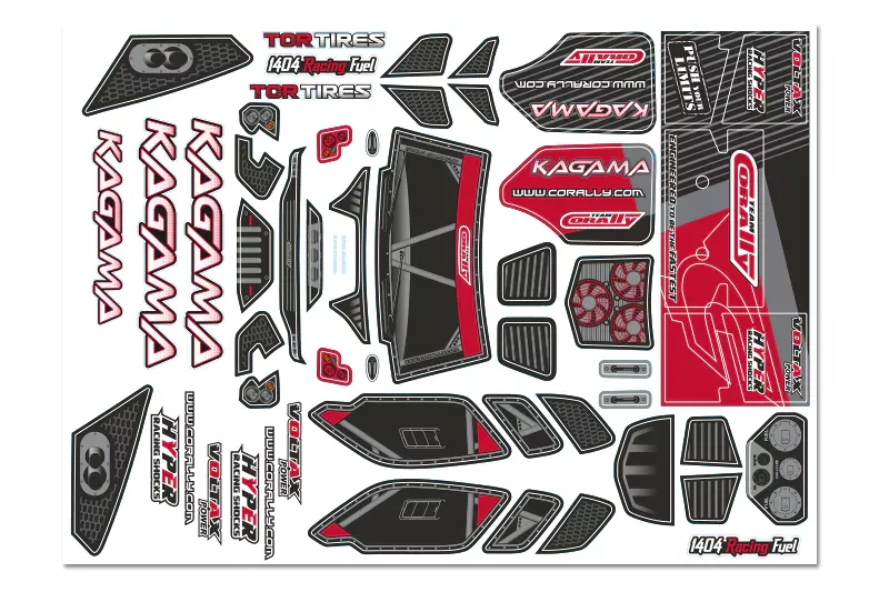 Team Corally C-00180-981-4 Red Decal Sheet for Kagama