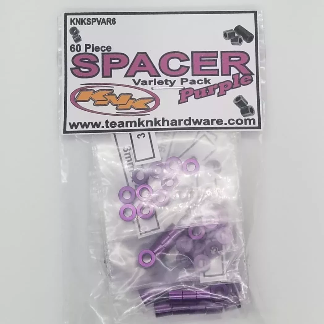 Team KNK (SPVAR6) Purple Aluminum Spacer Variety Pack (60 Pack)