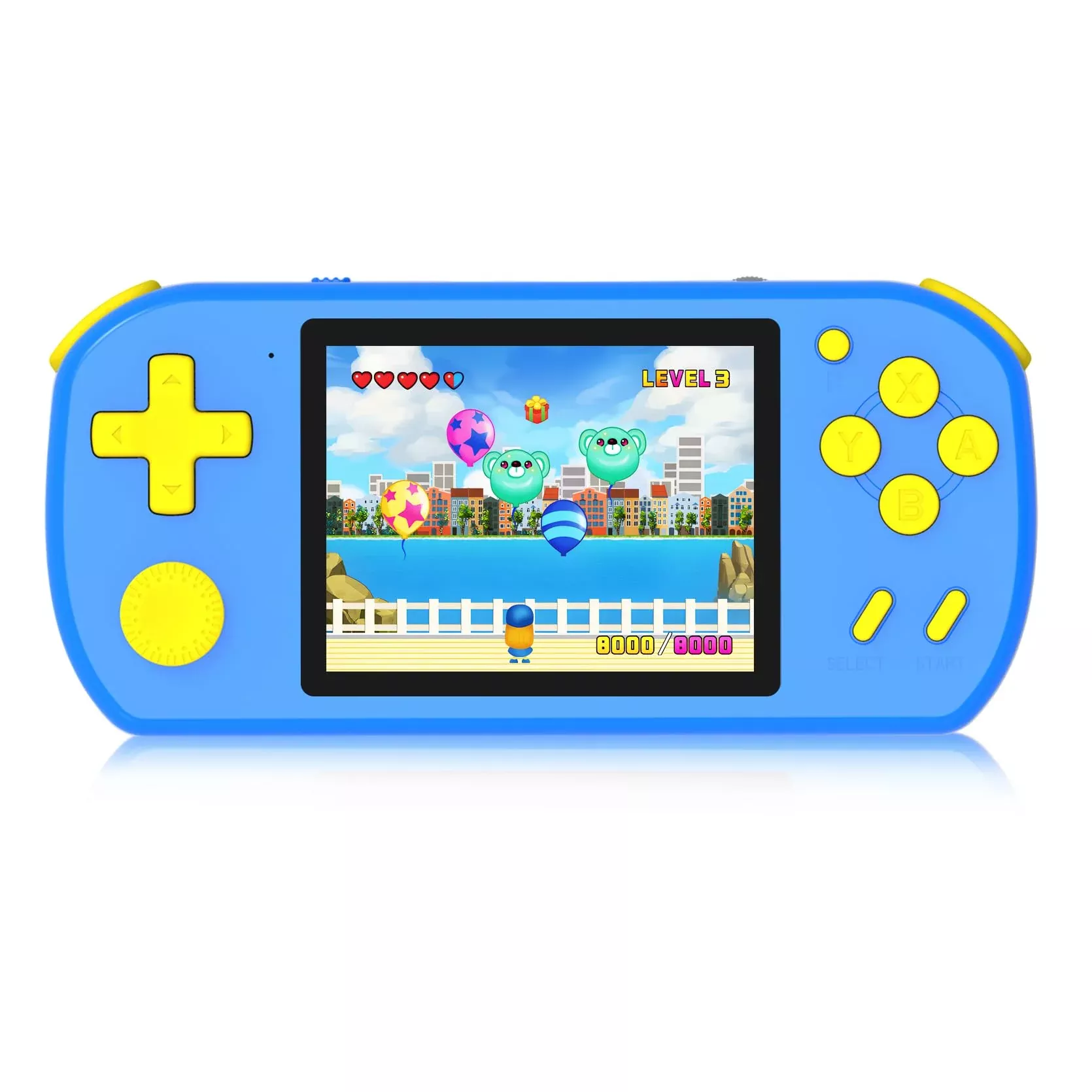 TEBIYOU Handheld Game Console for Kids, 218 Games, Blue, 3-inch