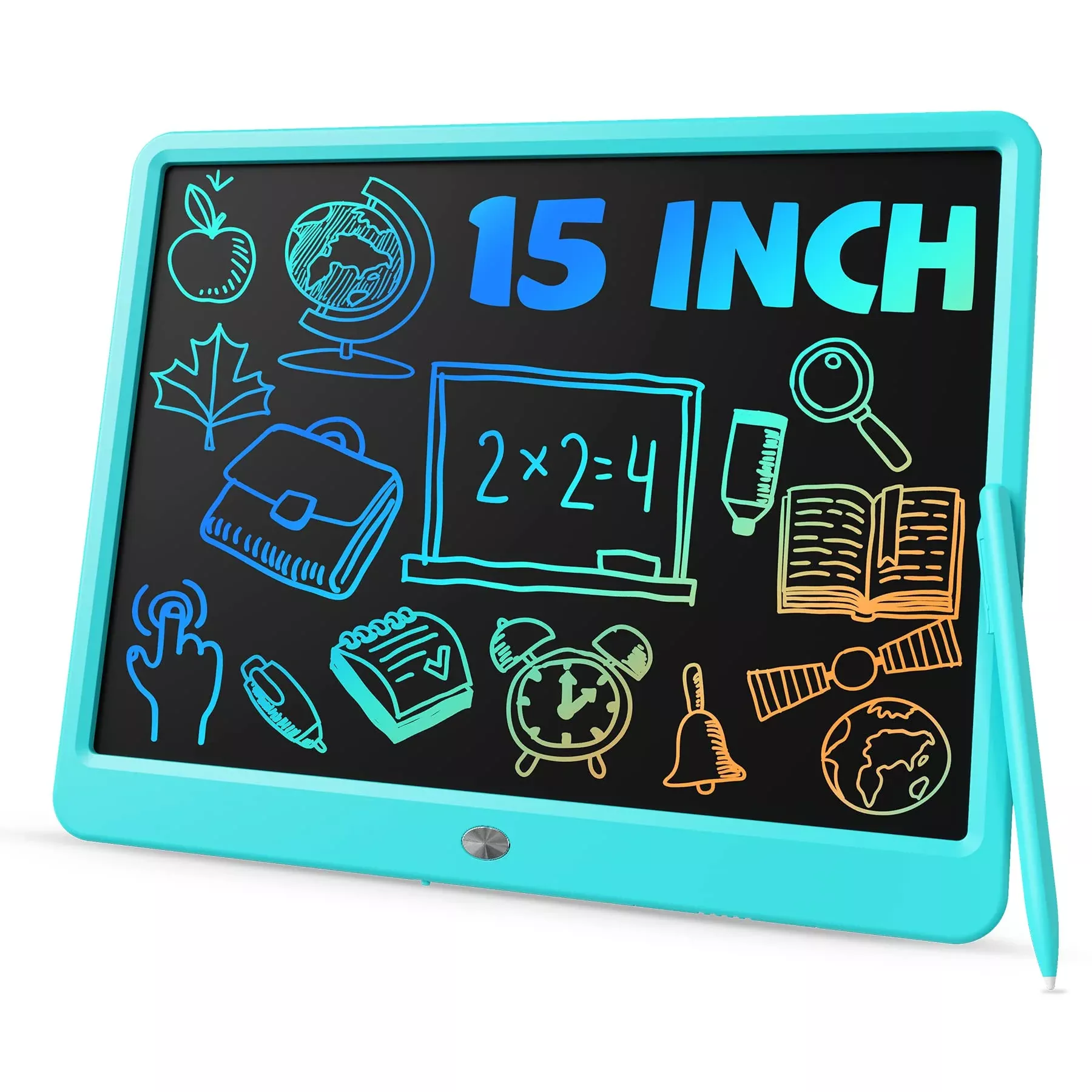 TEKFUN 15" LCD Writing Tablet for Kids, Blue, Includes Stylus & Stand