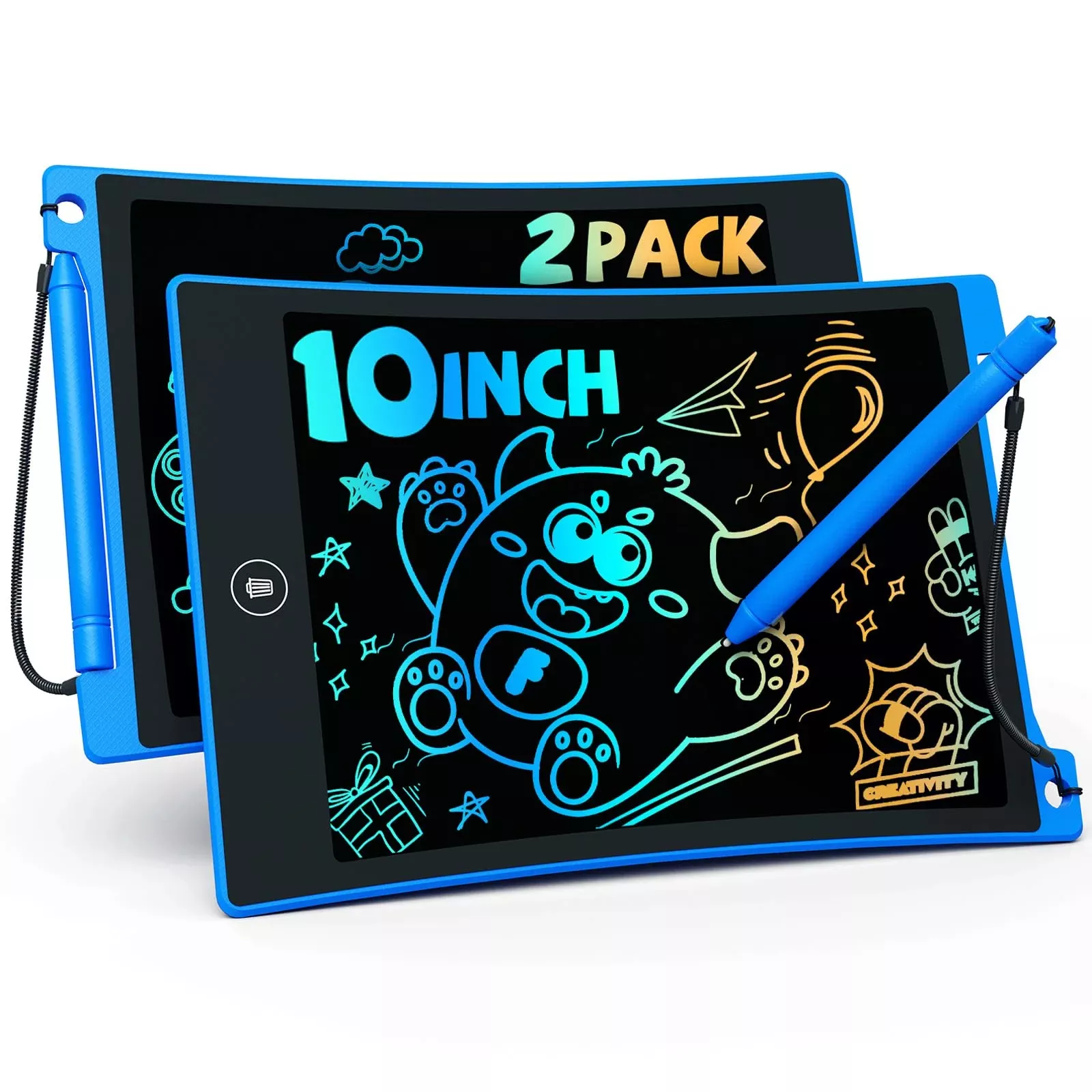 TEKFUN LCD Writing Tablet 10" 2 Pack Blue Educational Doodle Board