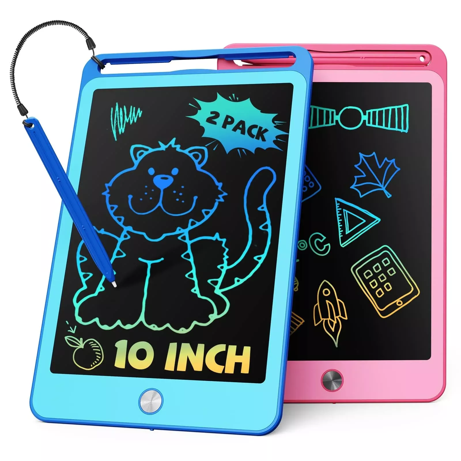 TEKFUN LCD Writing Tablet 10" Blue+Pink 2 Pack for Kids