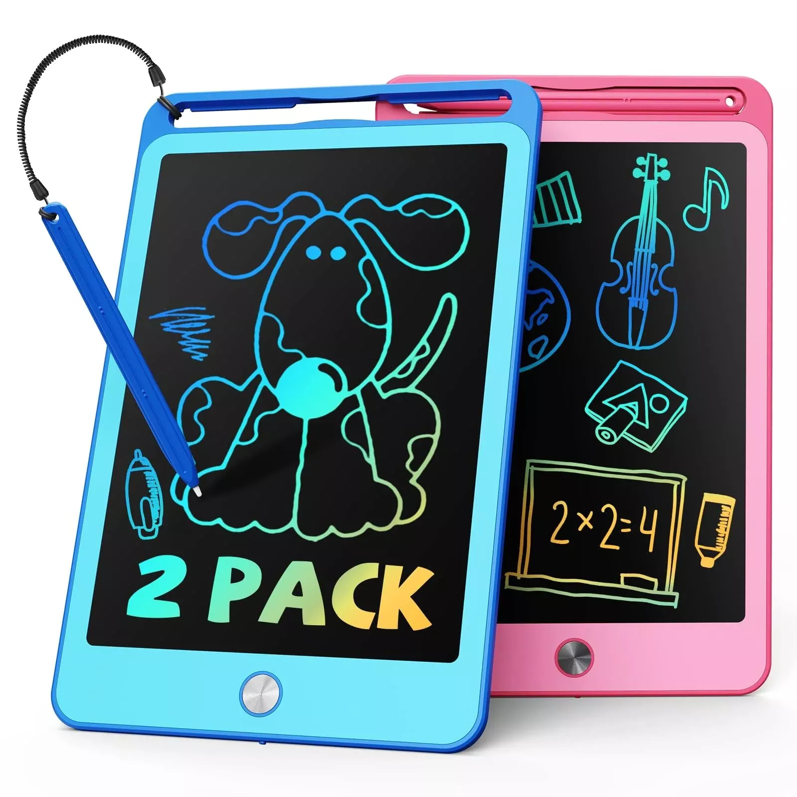 TEKFUN LCD Writing Tablet 2 Pack 8.5" Blue+Pink for Kids